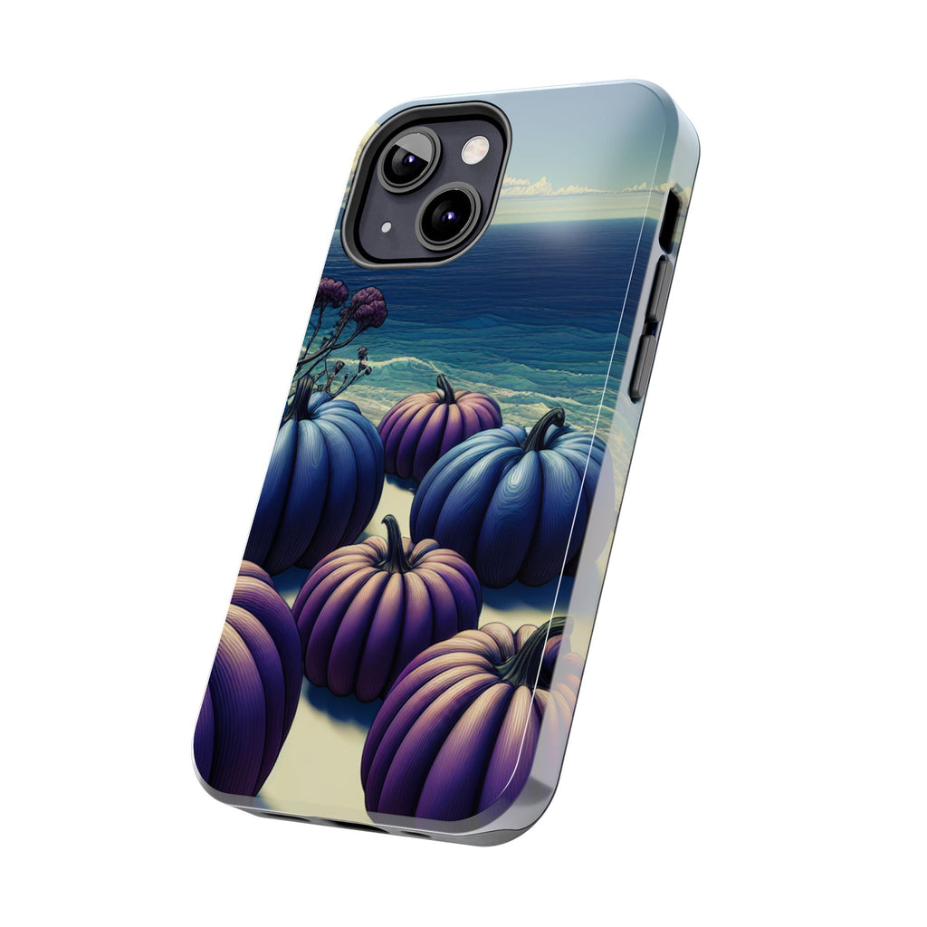 Blue Pumpkin Beach Tough Phone Case — Coastal Halloween Fall iPhone Cover