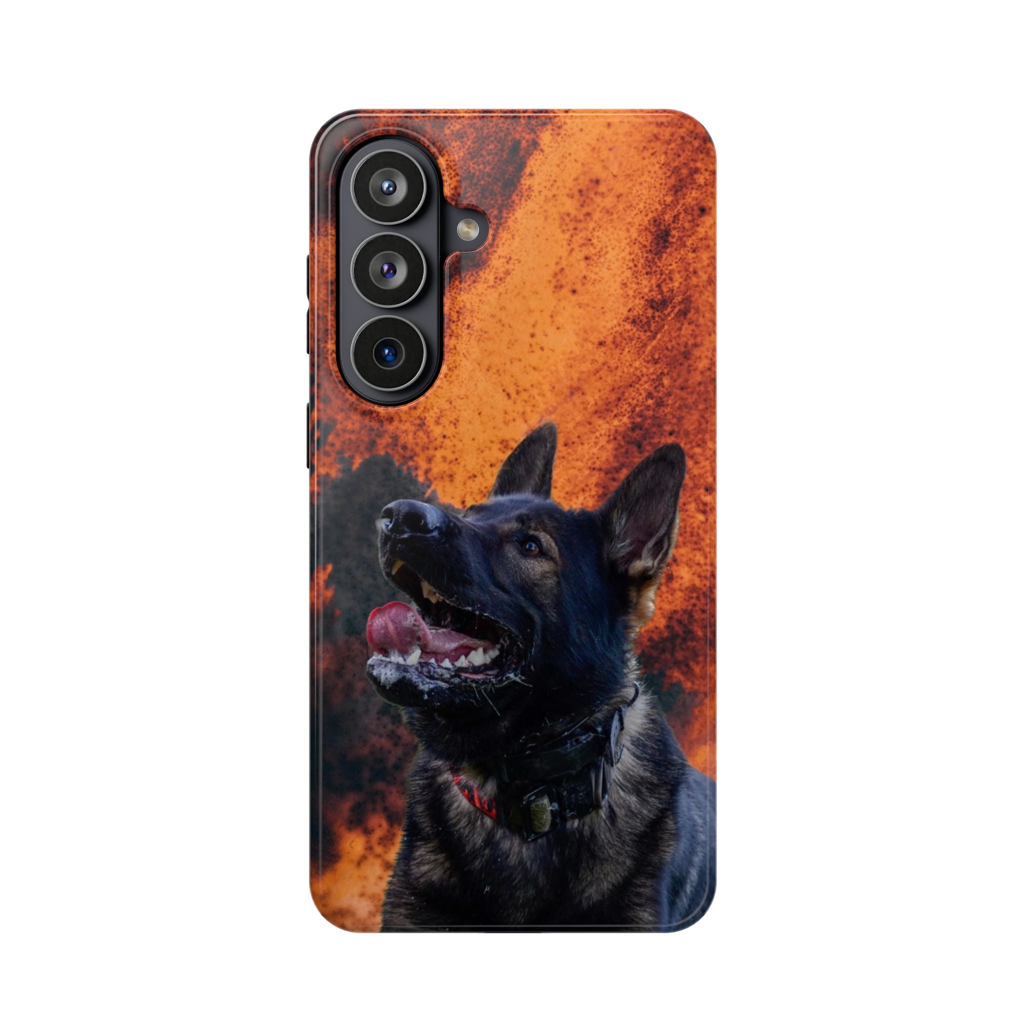 German Shepherd Phone Case — Flame Background Magnetic Impact-Resistant