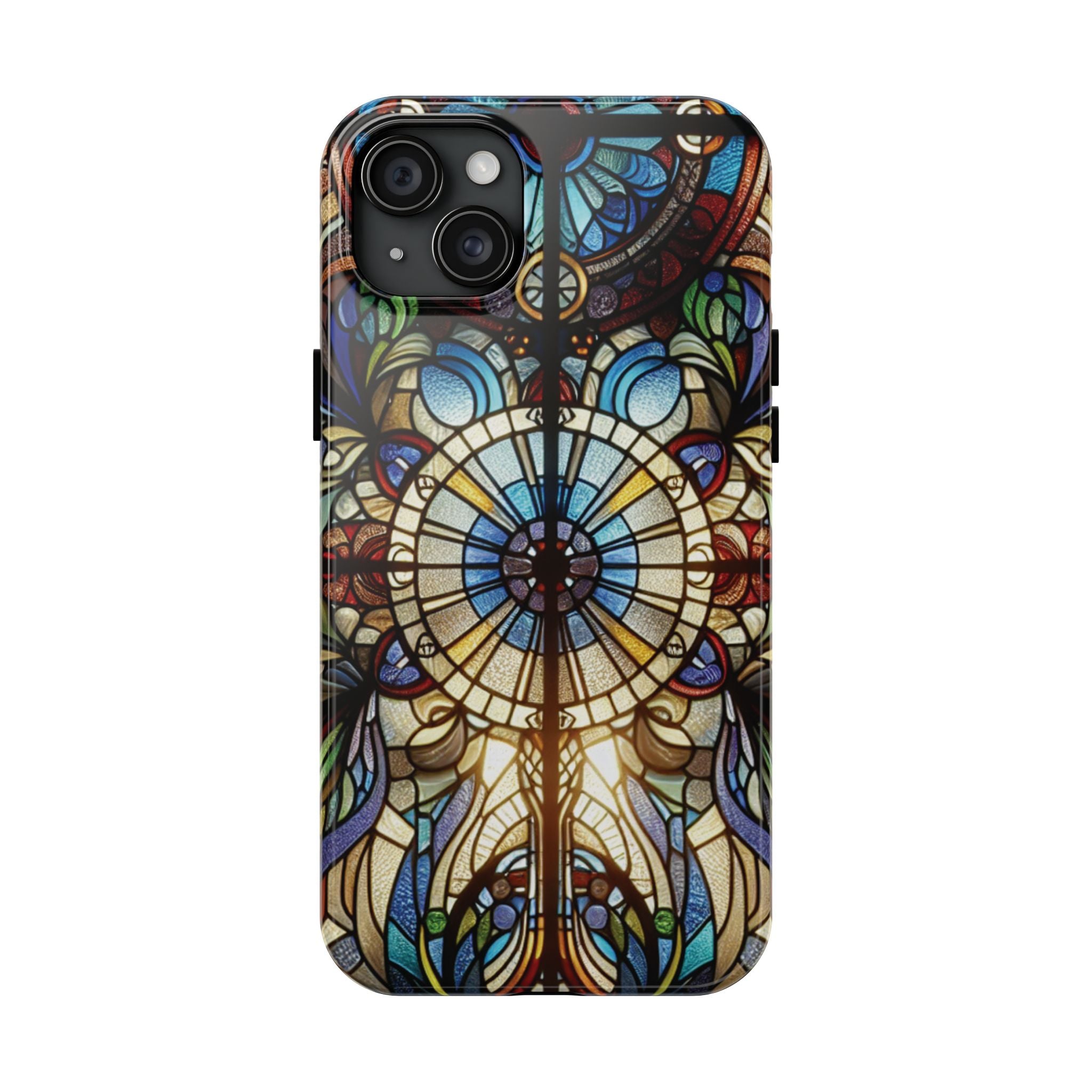Stained Glass Mandala Tough Phone Case — Floral Vintage Art iPhone Cover