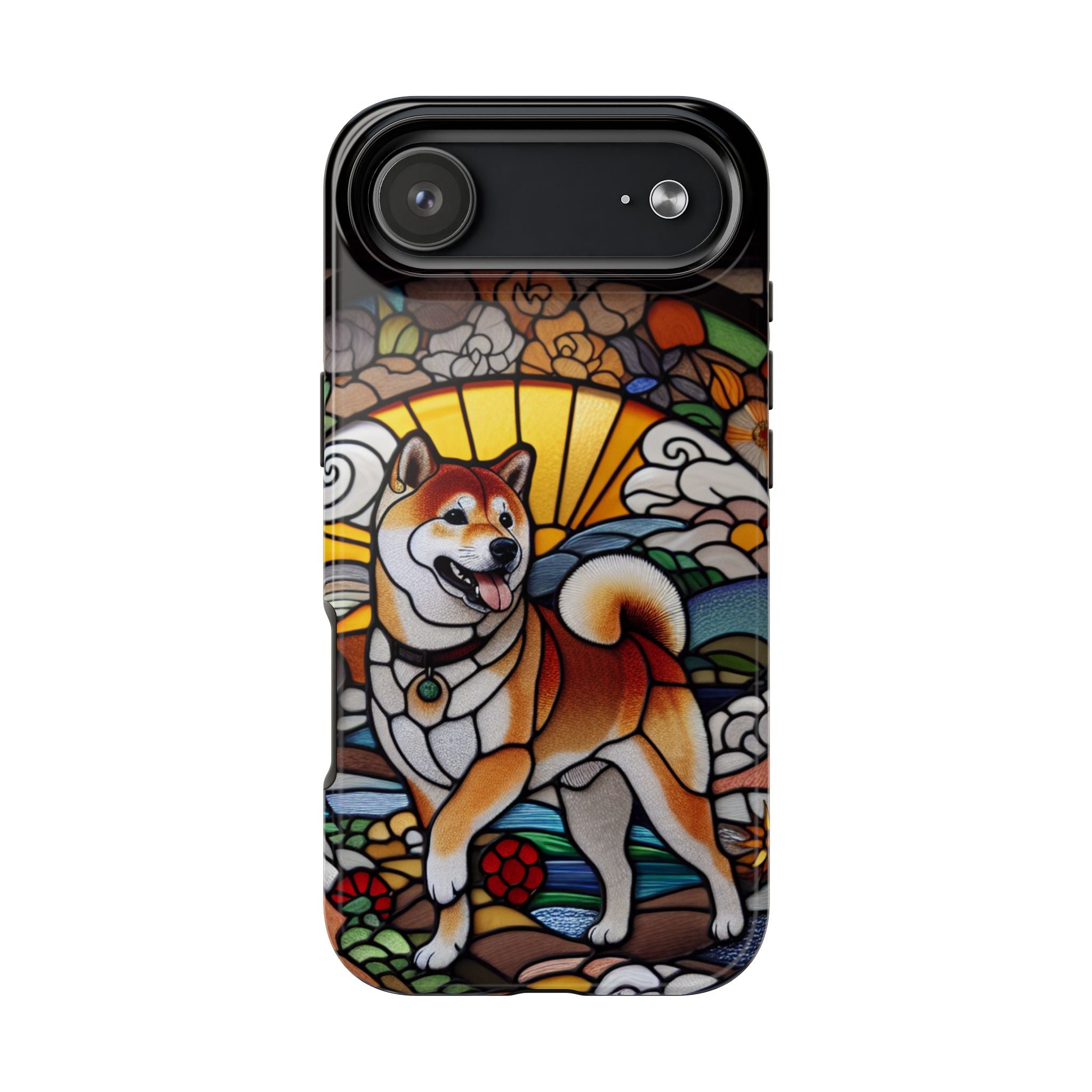 Shiba Inu Stained-Glass Tough Phone Case — Durable Protective Dog Art Cover