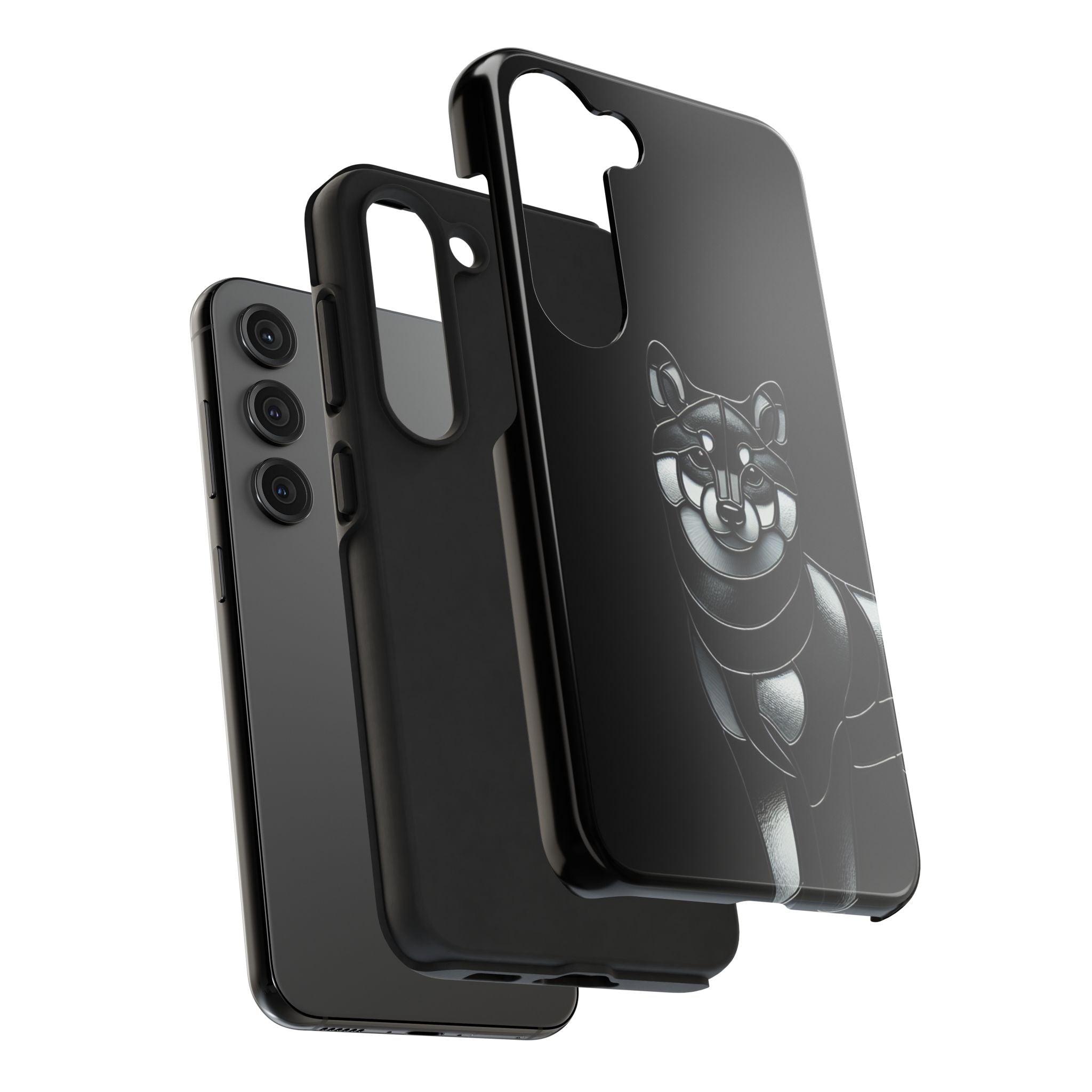 Wolf Silhouette Tough Phone Case — Black Geometric Wolf Protective Cover