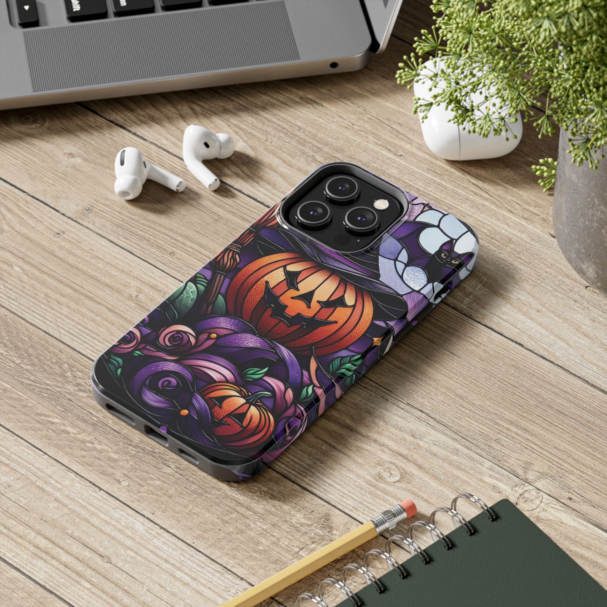 Halloween Jack-O'-Lantern Tough Phone Case — Spooky Pumpkin Witch Hat Design