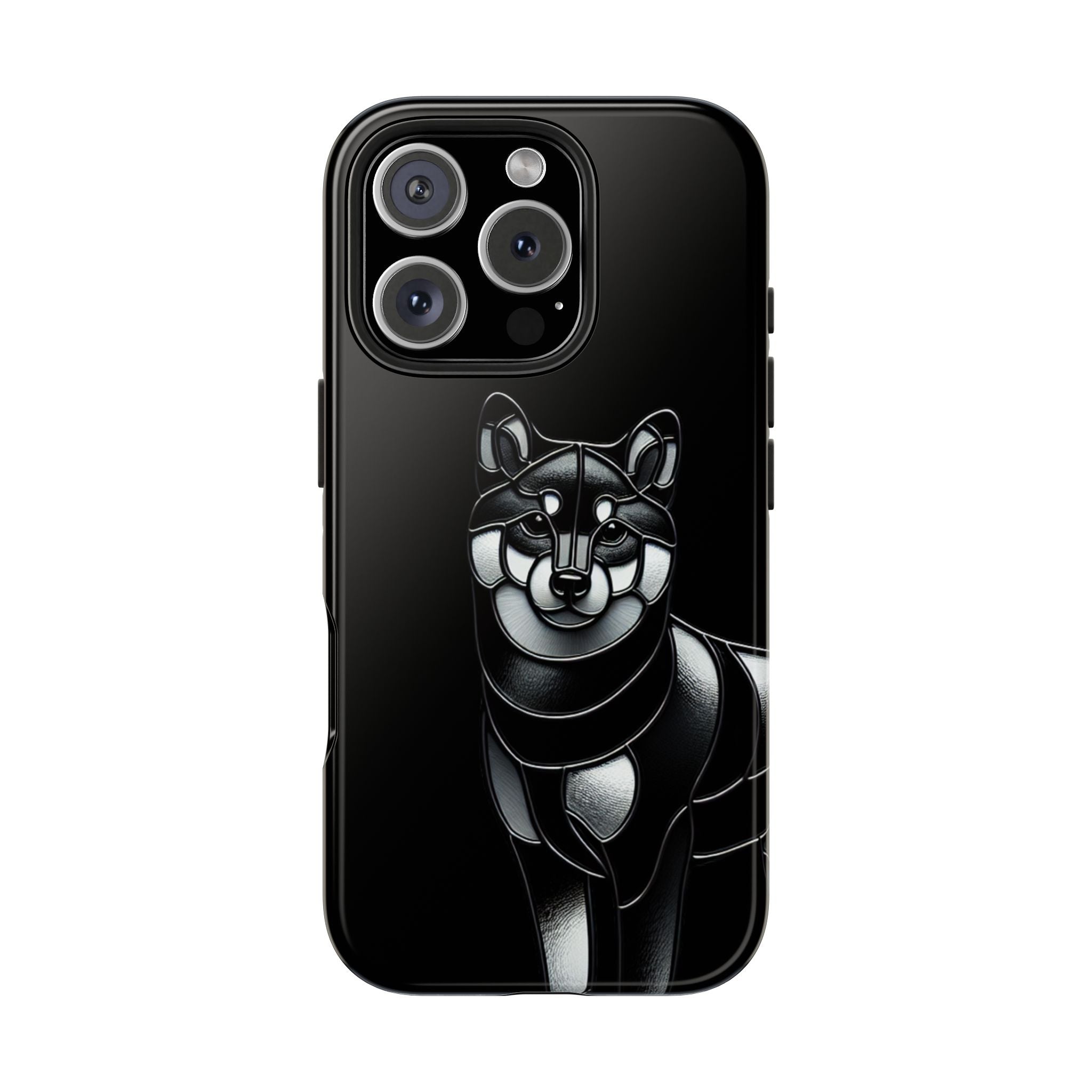 Wolf Silhouette Tough Phone Case — Black Geometric Wolf Protective Cover