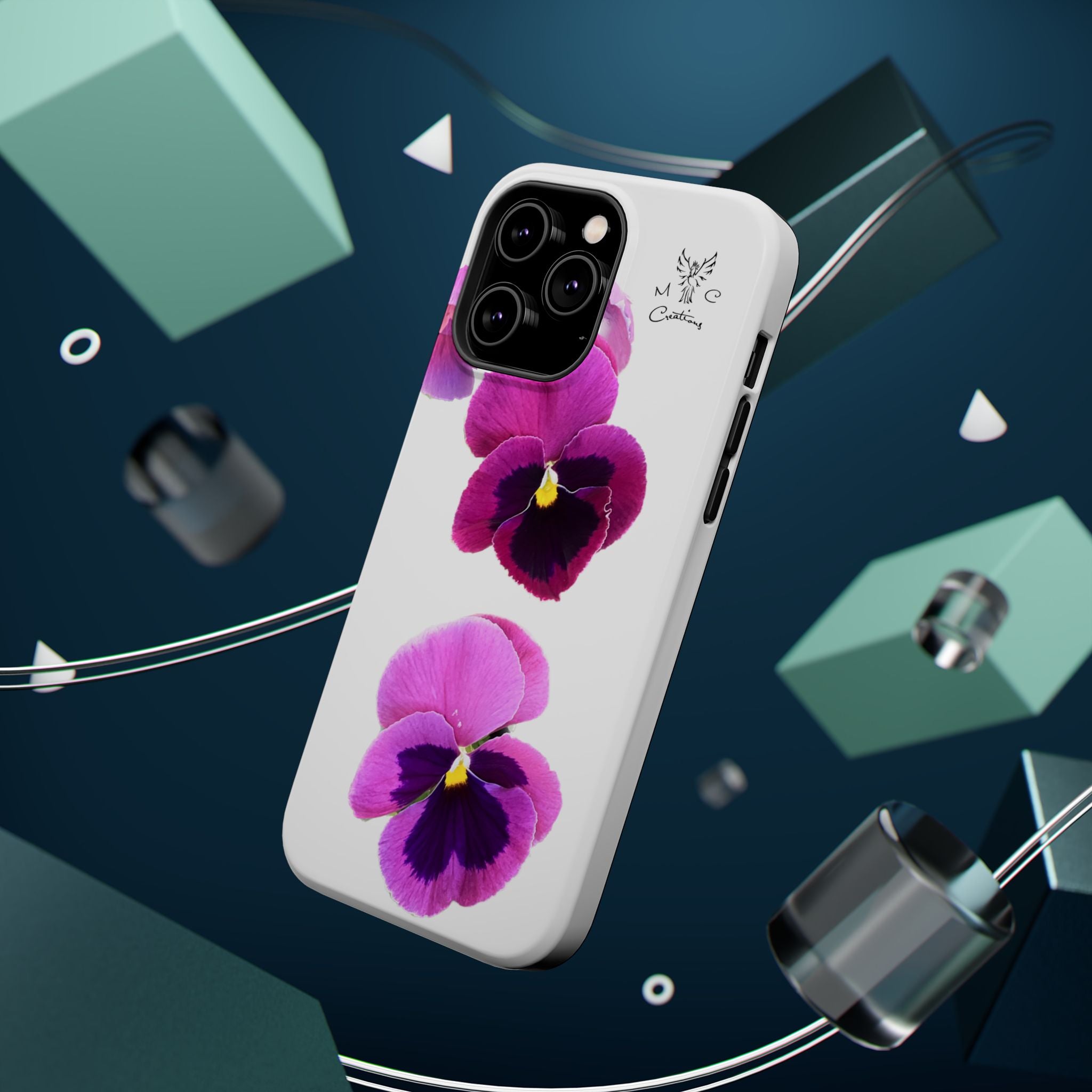 Pansy Blossom Magnetic Phone Case — Impact‑Resistant Floral iPhone Cover