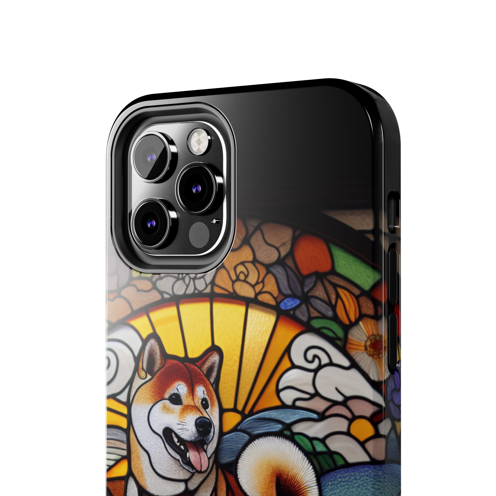 Shiba Inu Stained-Glass Tough Phone Case — Durable Protective Dog Art Cover