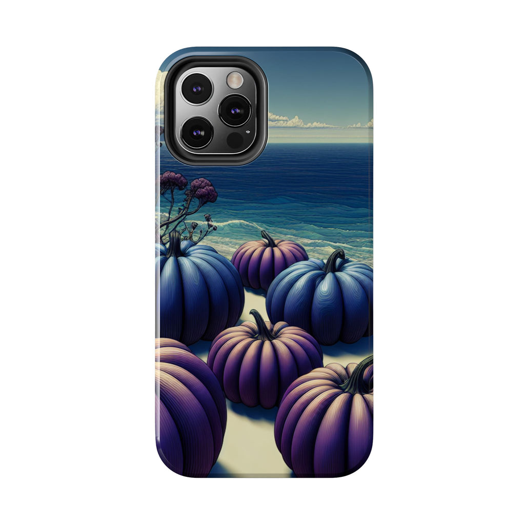 Blue Pumpkin Beach Tough Phone Case — Coastal Halloween Fall iPhone Cover