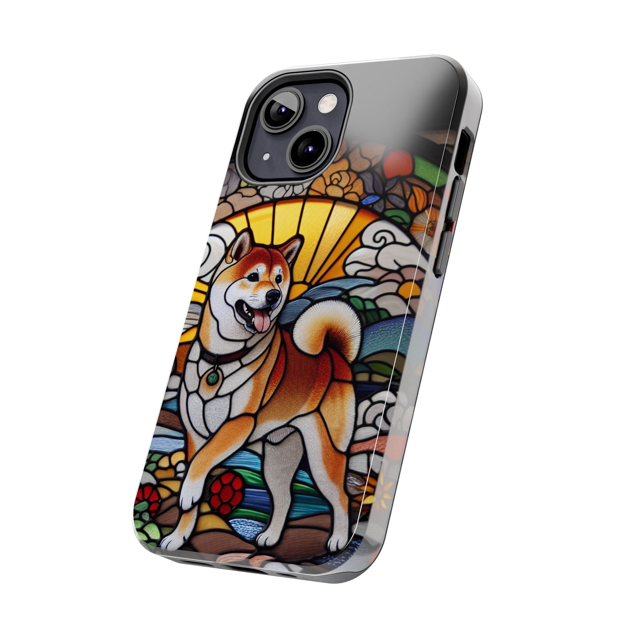 Shiba Inu Stained-Glass Tough Phone Case — Durable Protective Dog Art Cover