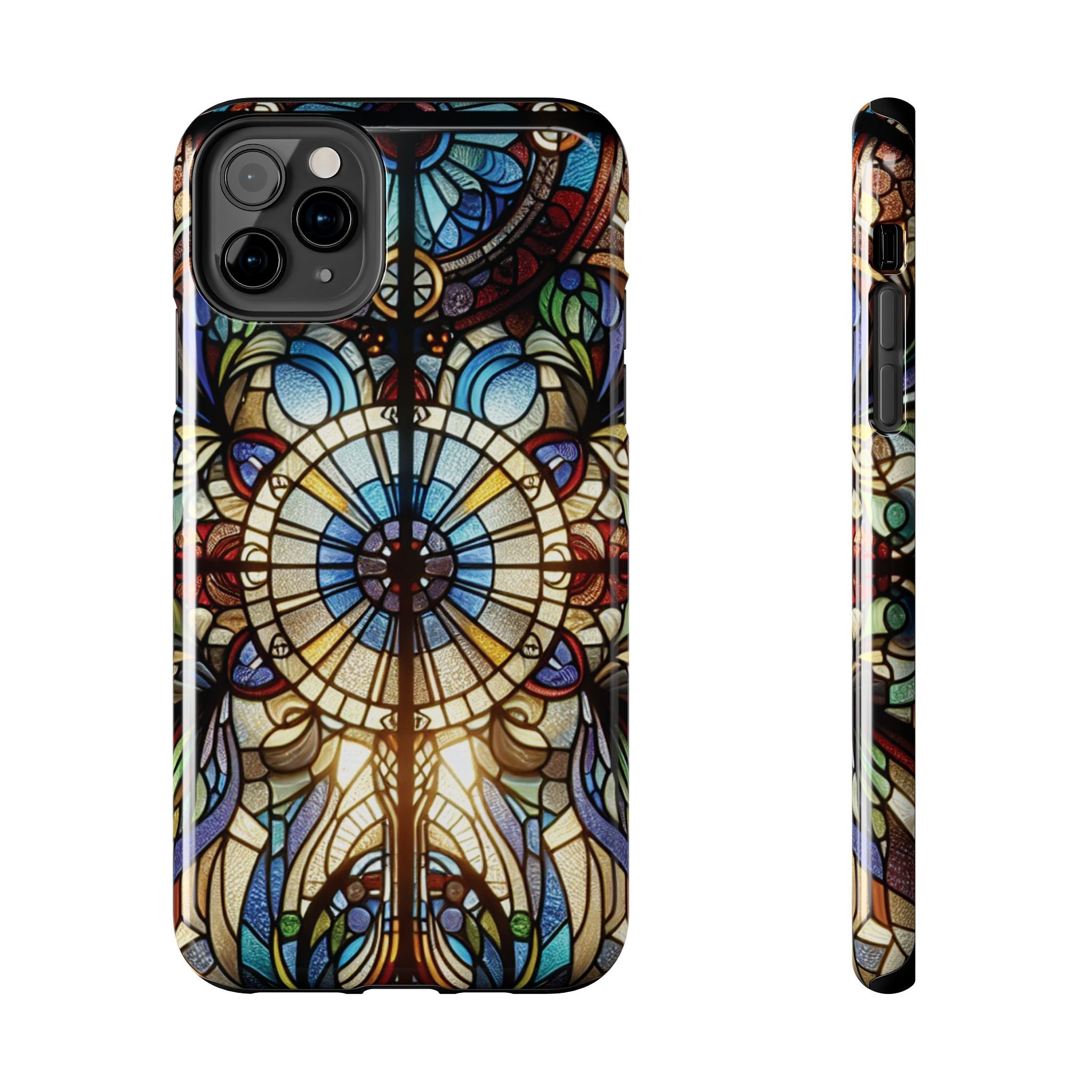 Stained Glass Mandala Tough Phone Case — Floral Vintage Art iPhone Cover