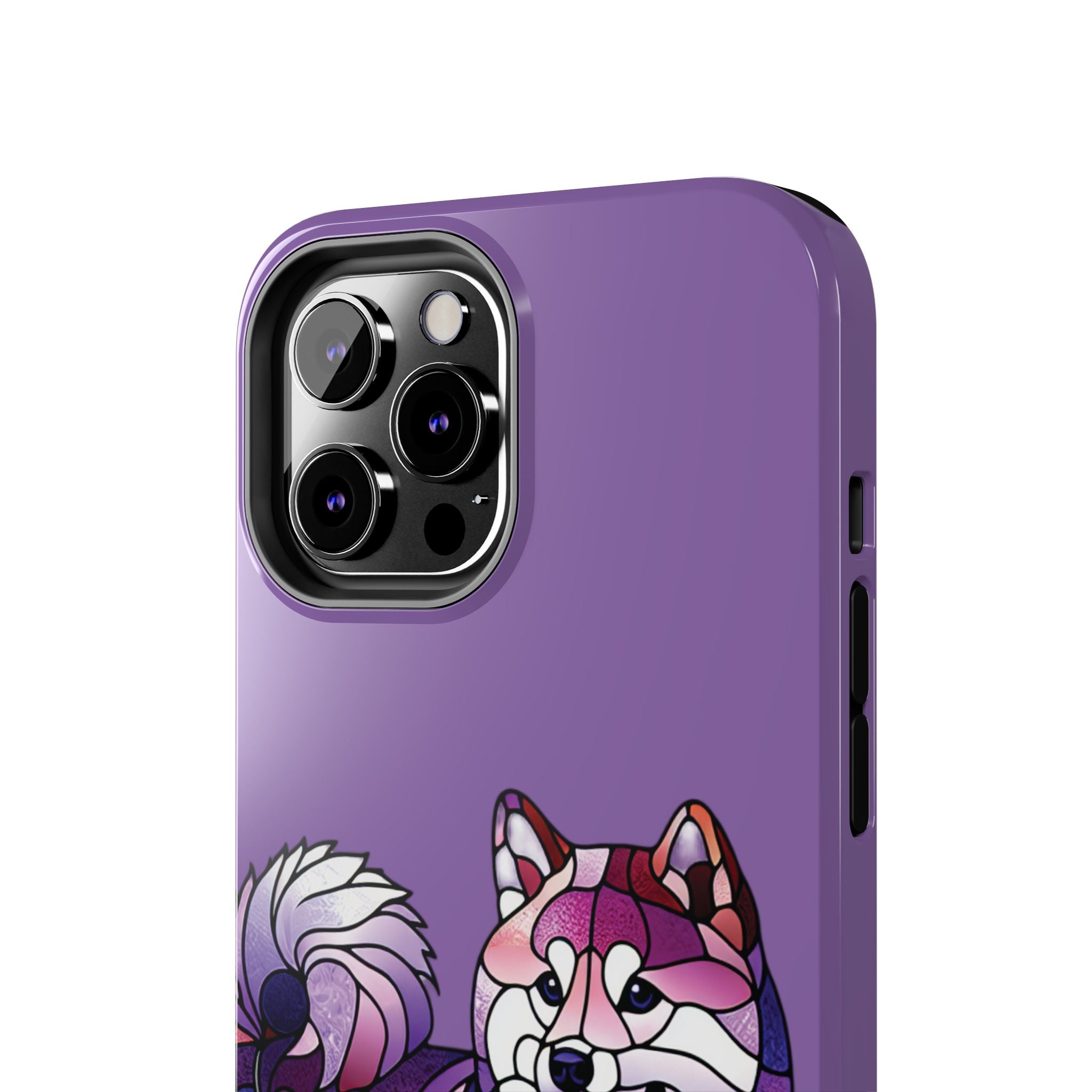 Purple Stained-Glass Shiba Inu Tough Phone Case — Protective Artistic Phone Cover