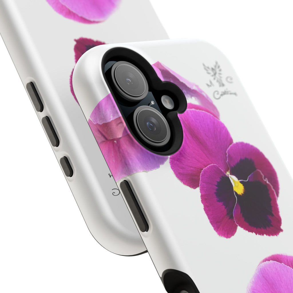 Pansy Blossom Magnetic Phone Case — Impact‑Resistant Floral iPhone Cover