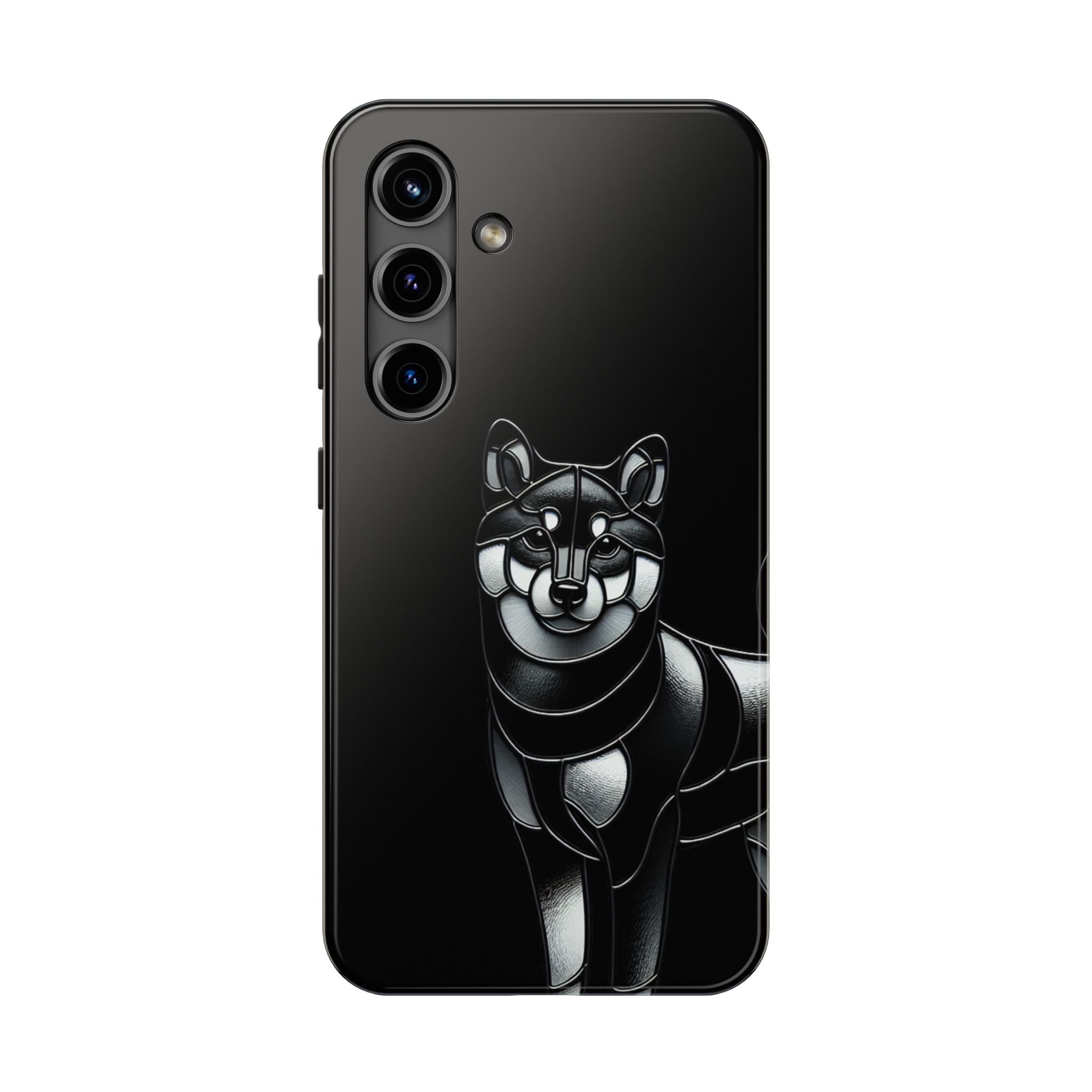 Wolf Silhouette Tough Phone Case — Black Geometric Wolf Protective Cover