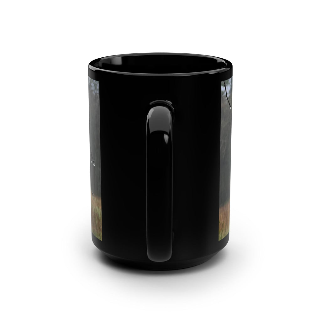 Raining in Spring - Black Mug, 15oz