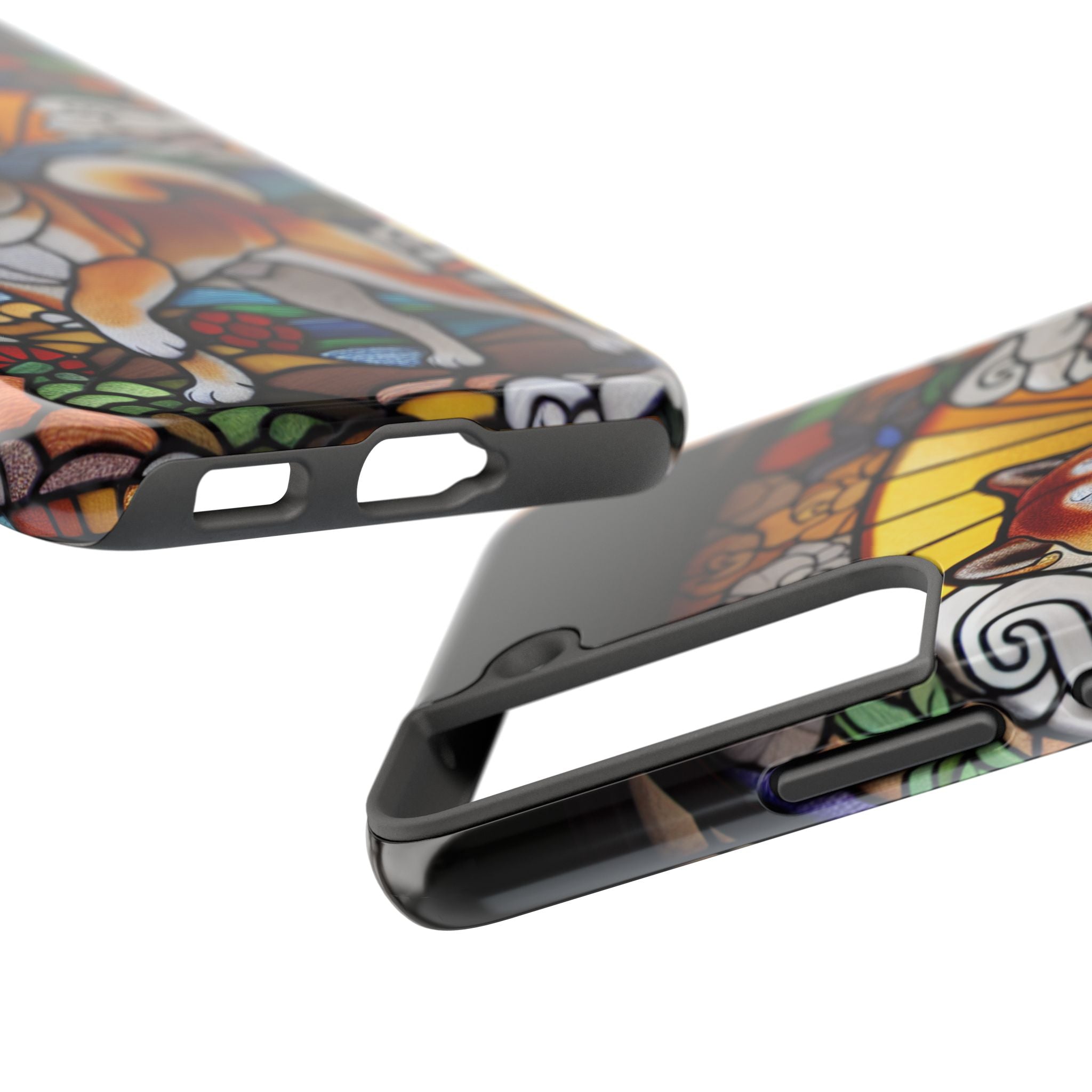 Shiba Inu Stained-Glass Tough Phone Case — Durable Protective Dog Art Cover