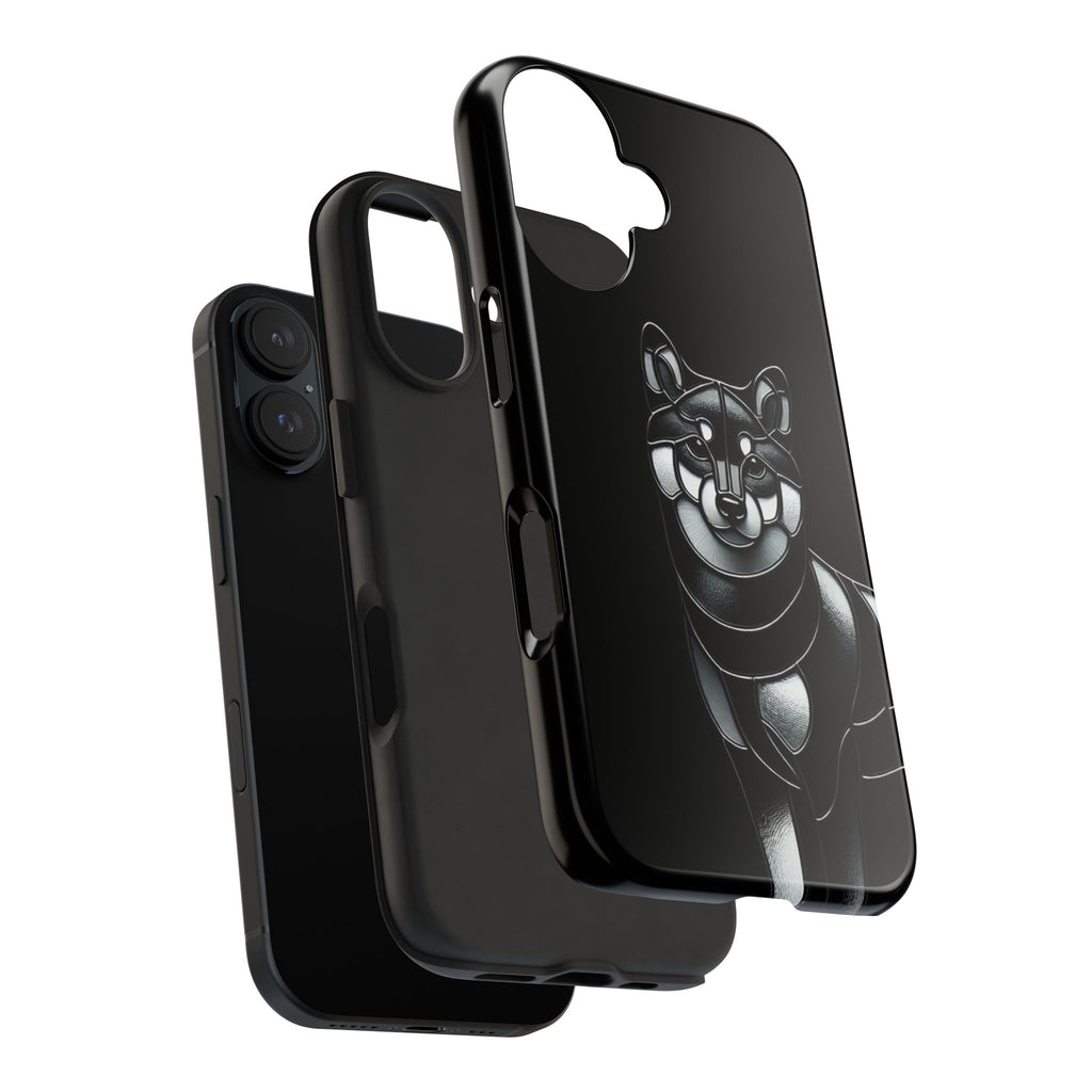 Wolf Silhouette Tough Phone Case — Black Geometric Wolf Protective Cover