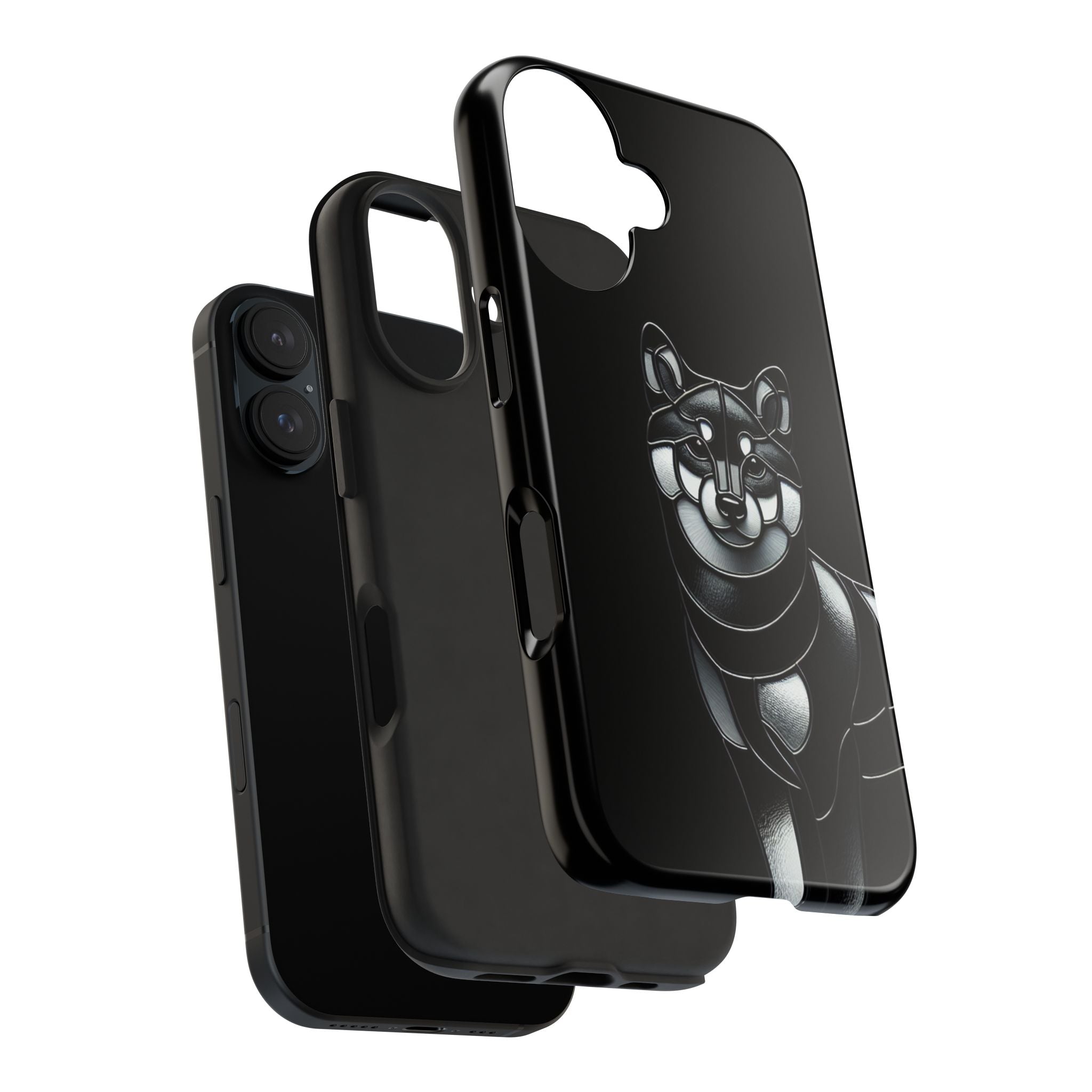 Wolf Silhouette Tough Phone Case — Black Geometric Wolf Protective Cover
