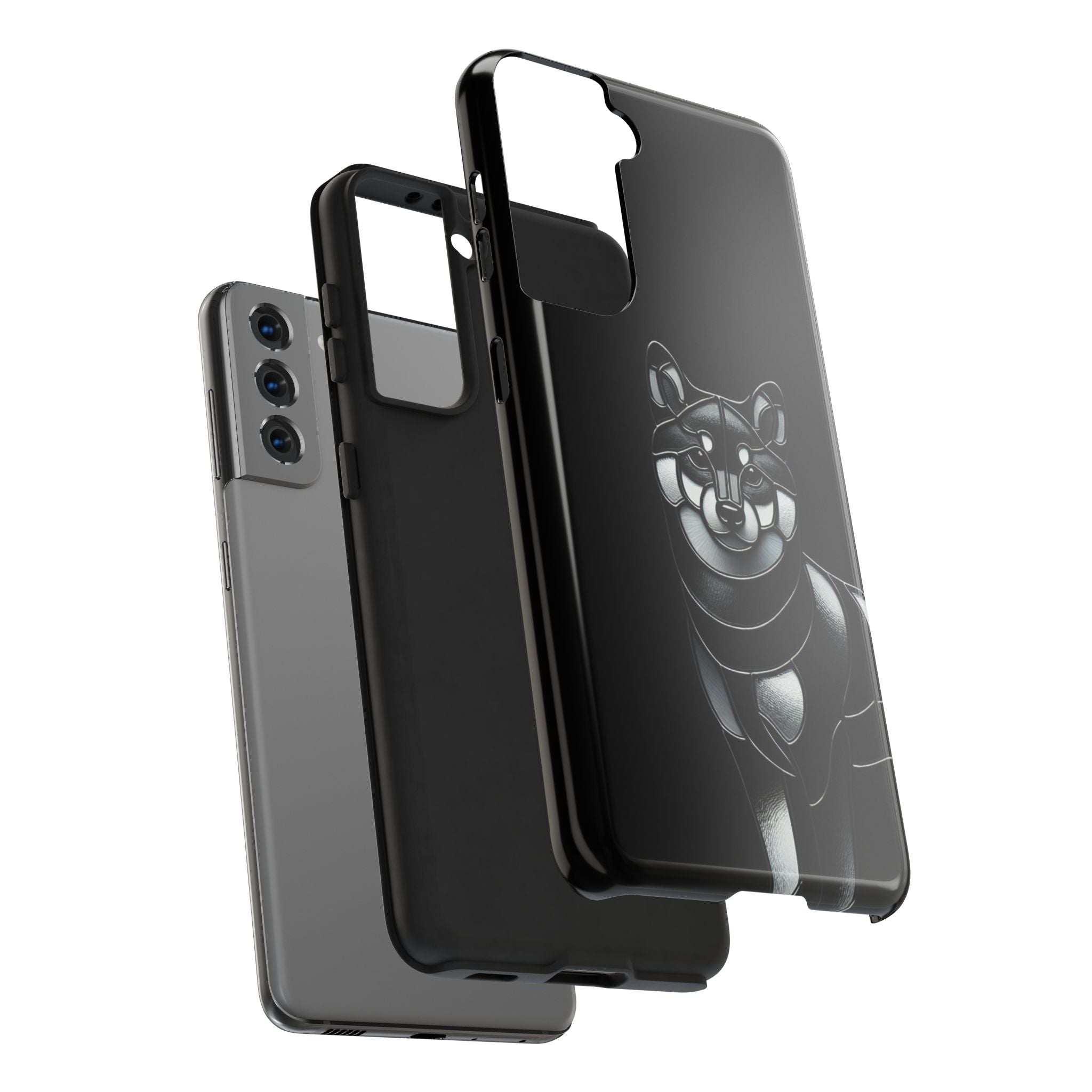 Wolf Silhouette Tough Phone Case — Black Geometric Wolf Protective Cover