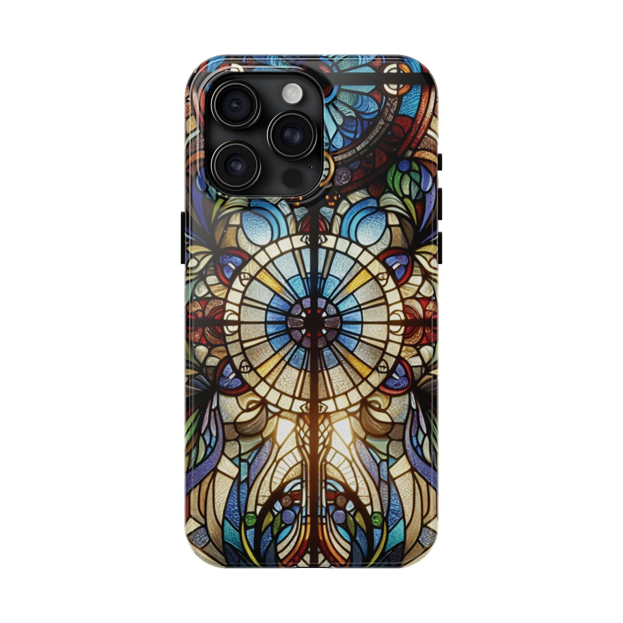 Stained Glass Mandala Tough Phone Case — Floral Vintage Art iPhone Cover