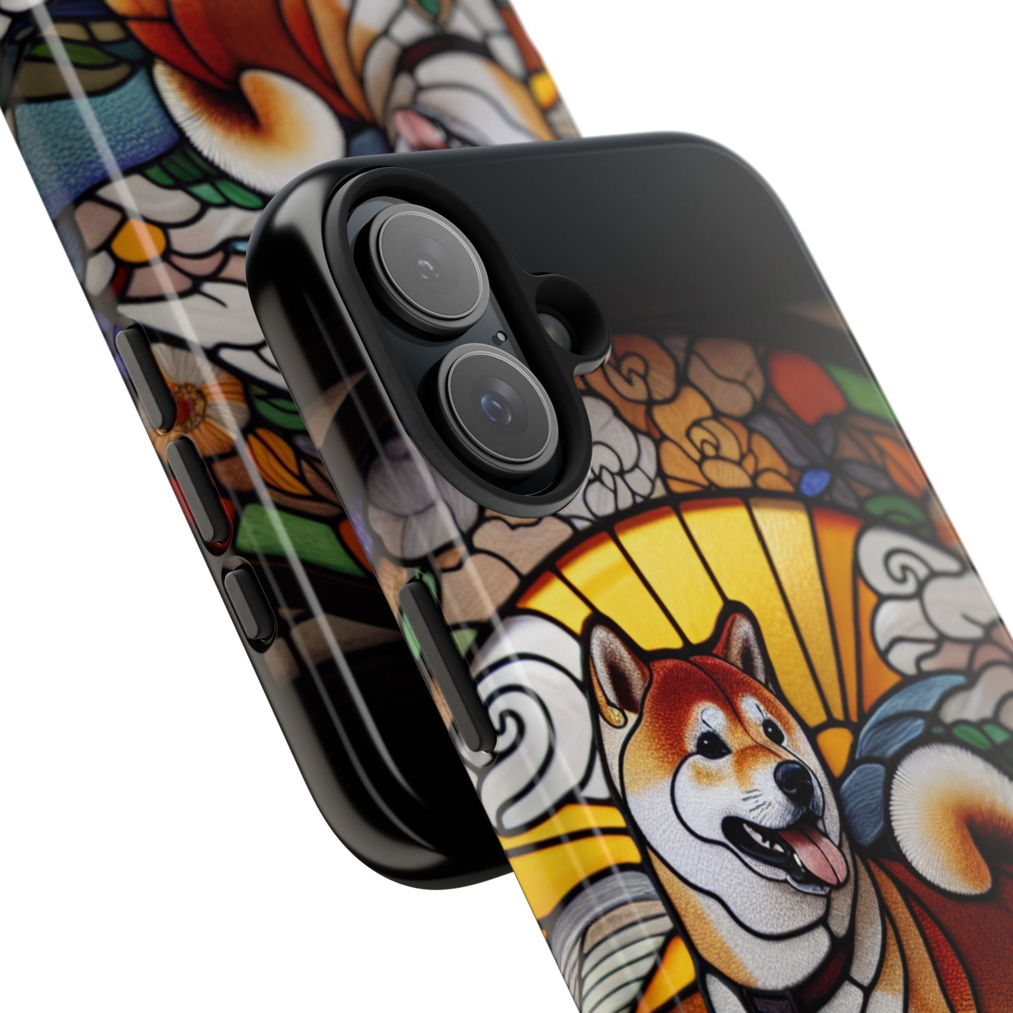 Shiba Inu Stained-Glass Tough Phone Case — Durable Protective Dog Art Cover