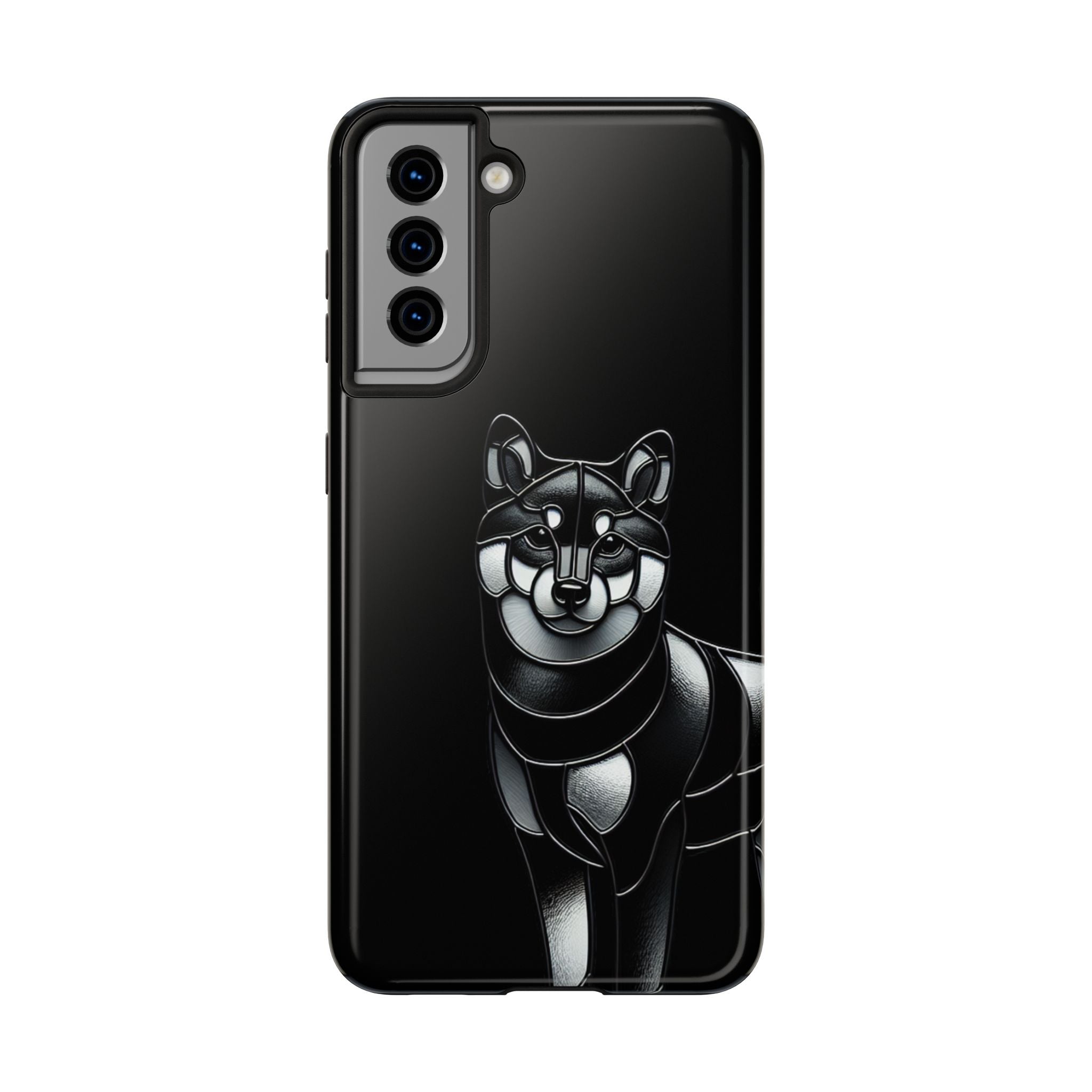 Wolf Silhouette Tough Phone Case — Black Geometric Wolf Protective Cover