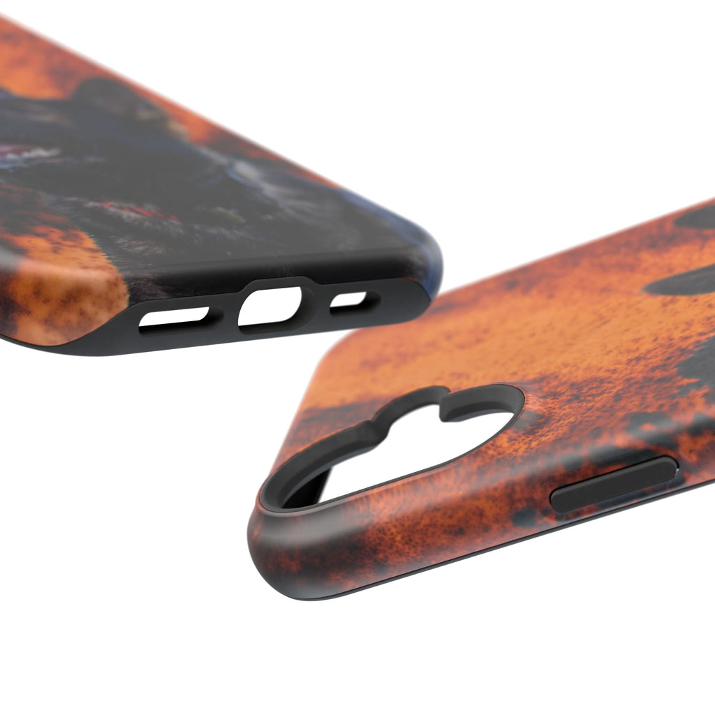 German Shepherd Phone Case — Flame Background Magnetic Impact-Resistant
