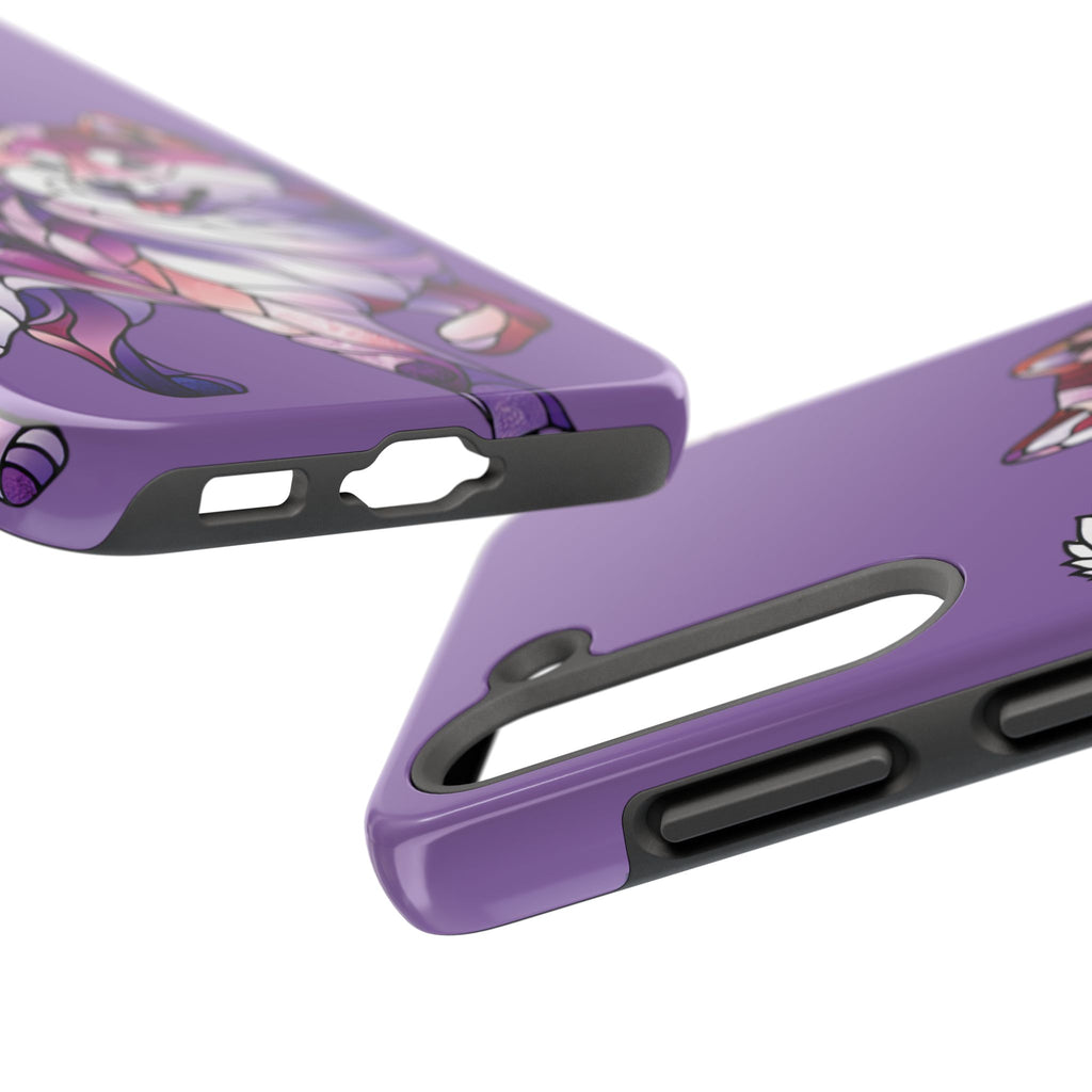 Purple Stained-Glass Shiba Inu Tough Phone Case — Protective Artistic Phone Cover