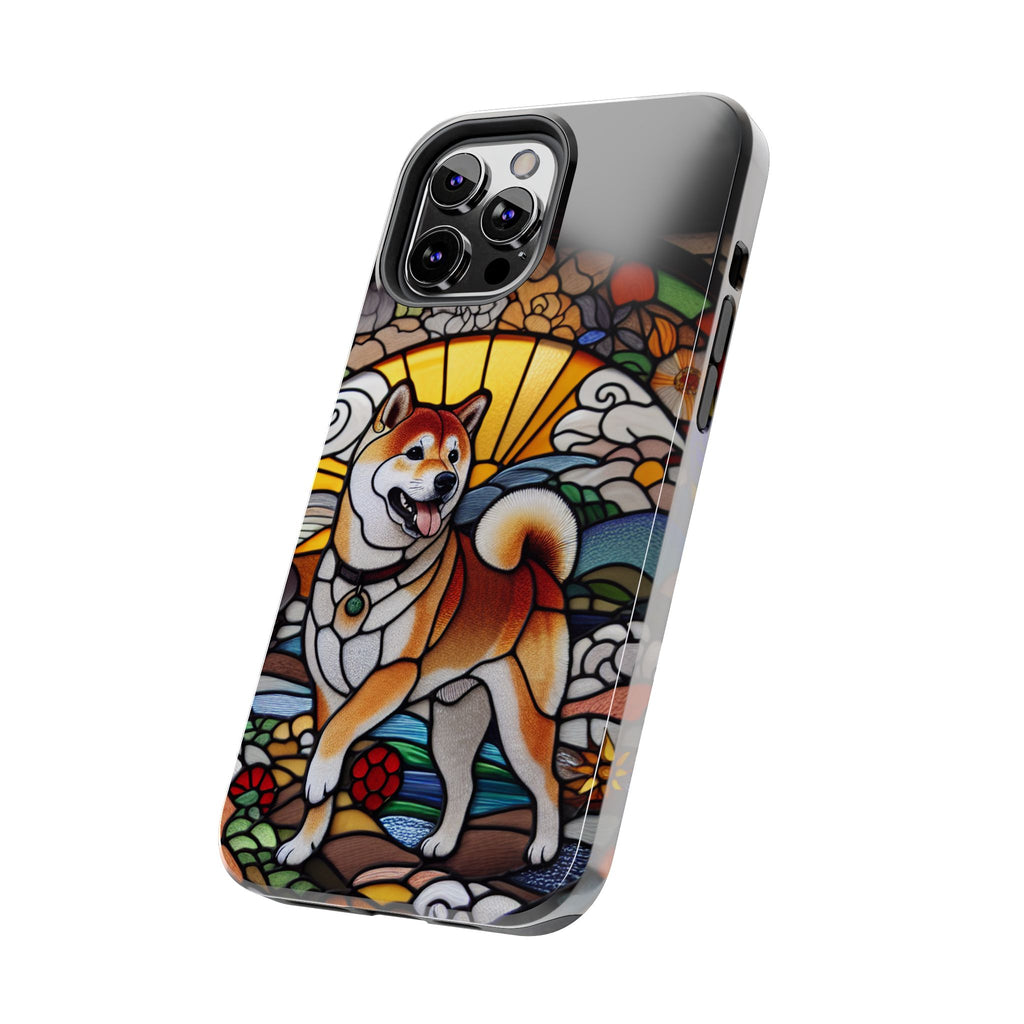 Shiba Inu Stained-Glass Tough Phone Case — Durable Protective Dog Art Cover