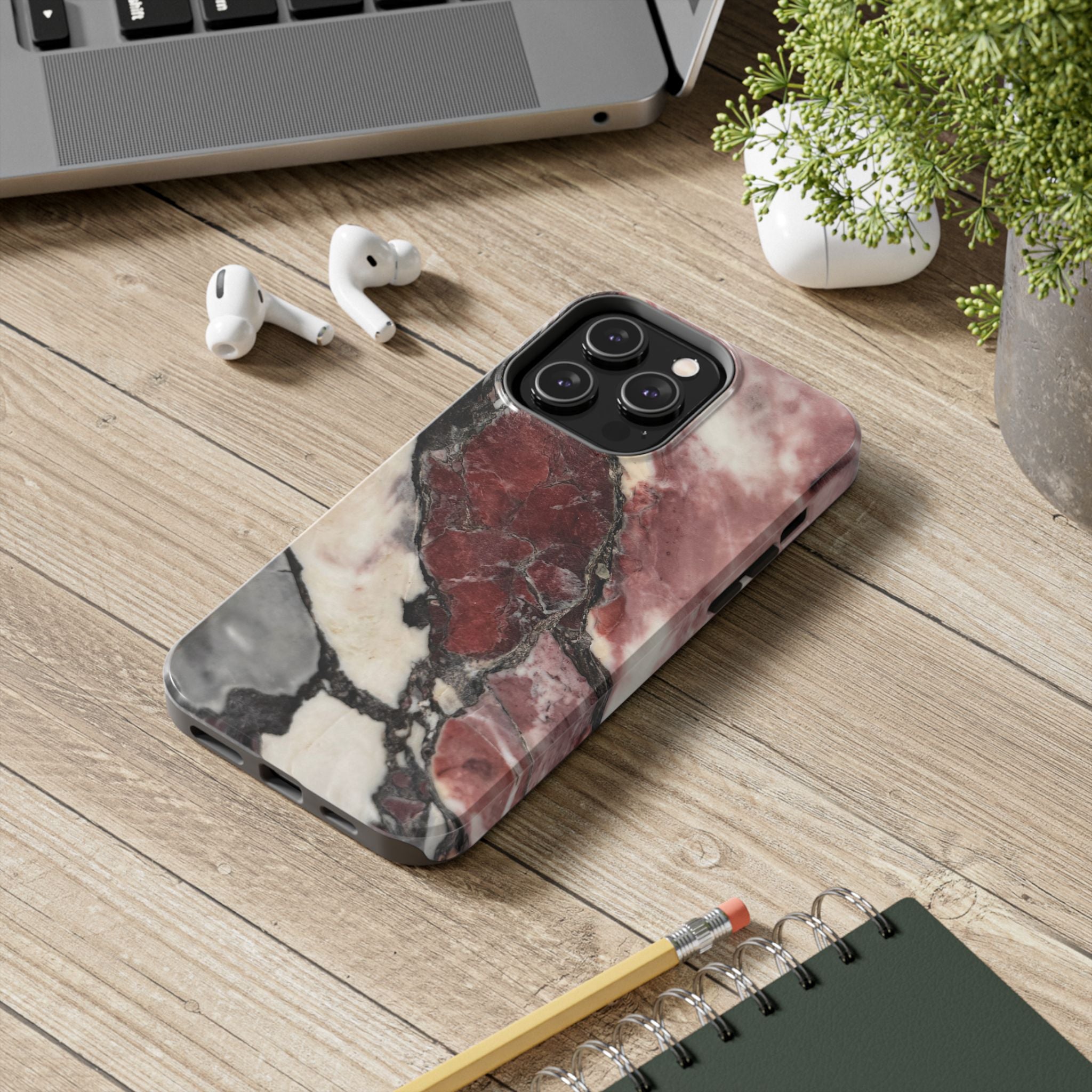 Red Marble Tough Phone Case — Protective Designer Phone Cover
