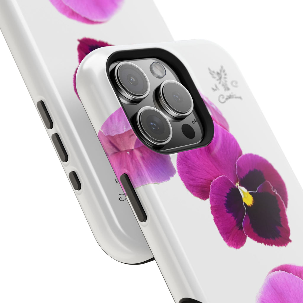 Pansy Blossom Magnetic Phone Case — Impact‑Resistant Floral iPhone Cover