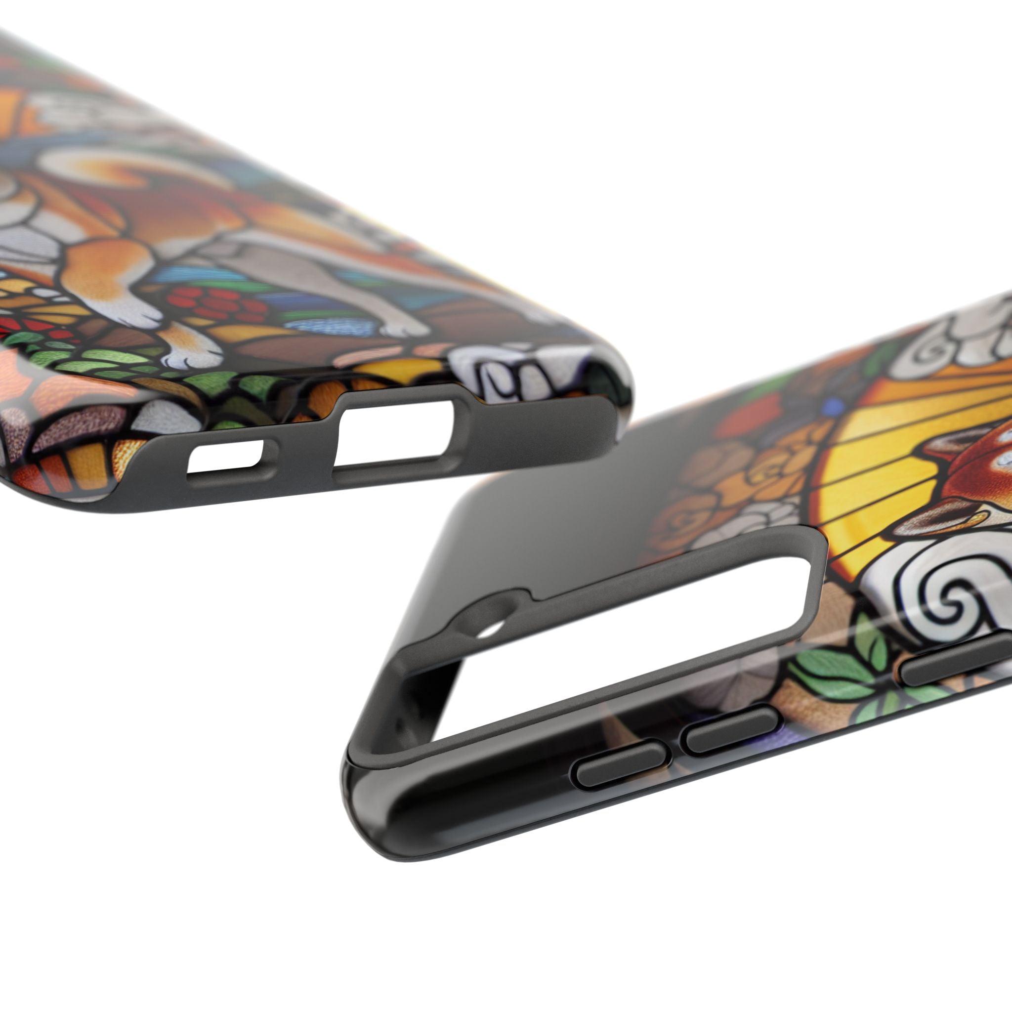 Shiba Inu Stained-Glass Tough Phone Case — Durable Protective Dog Art Cover