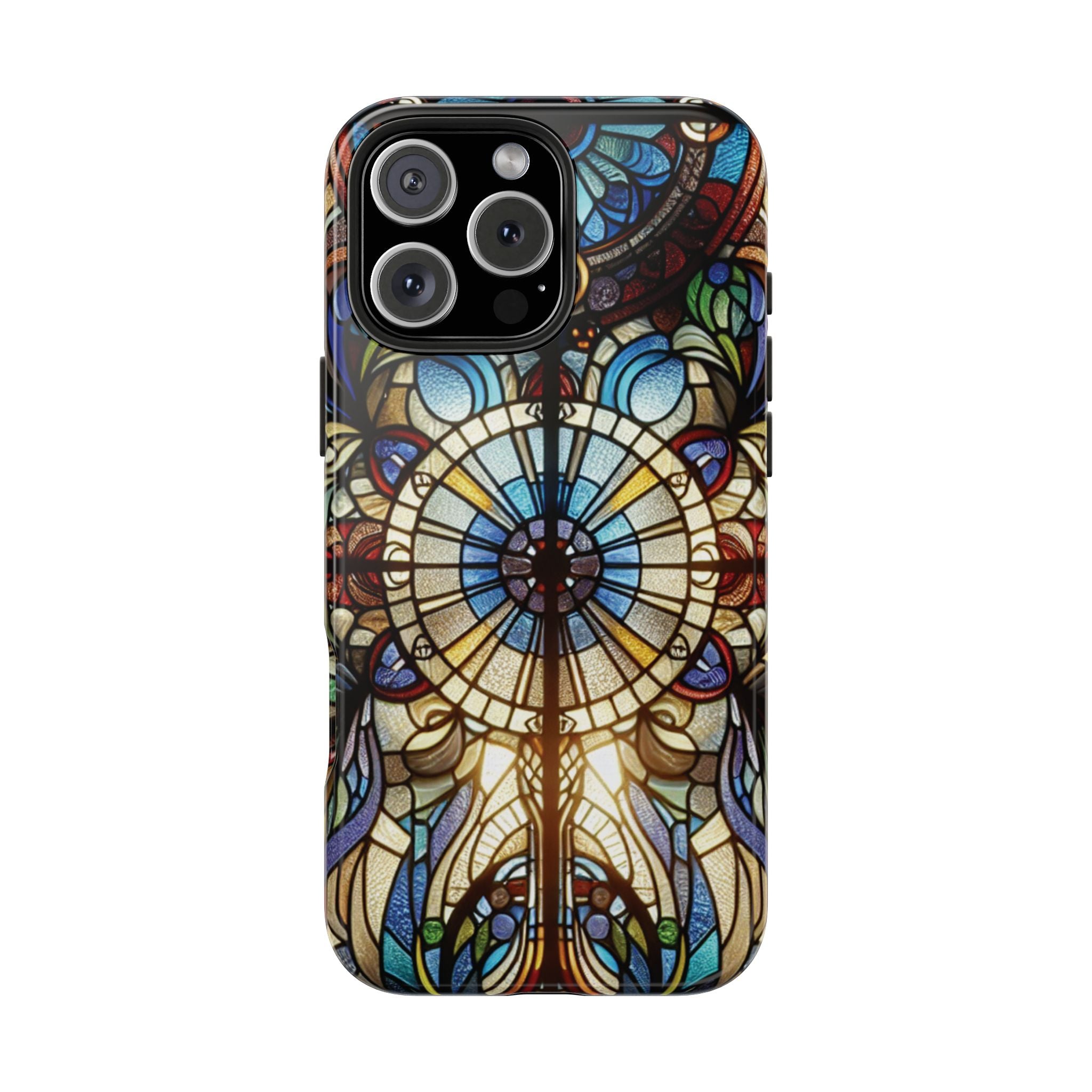 Stained Glass Mandala Tough Phone Case — Floral Vintage Art iPhone Cover