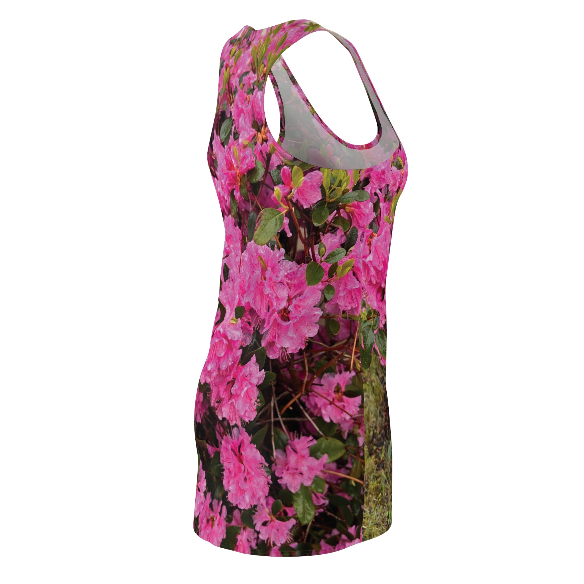 Pink Azalea Floral Racerback Dress — All-Over-Print Summer Sundress