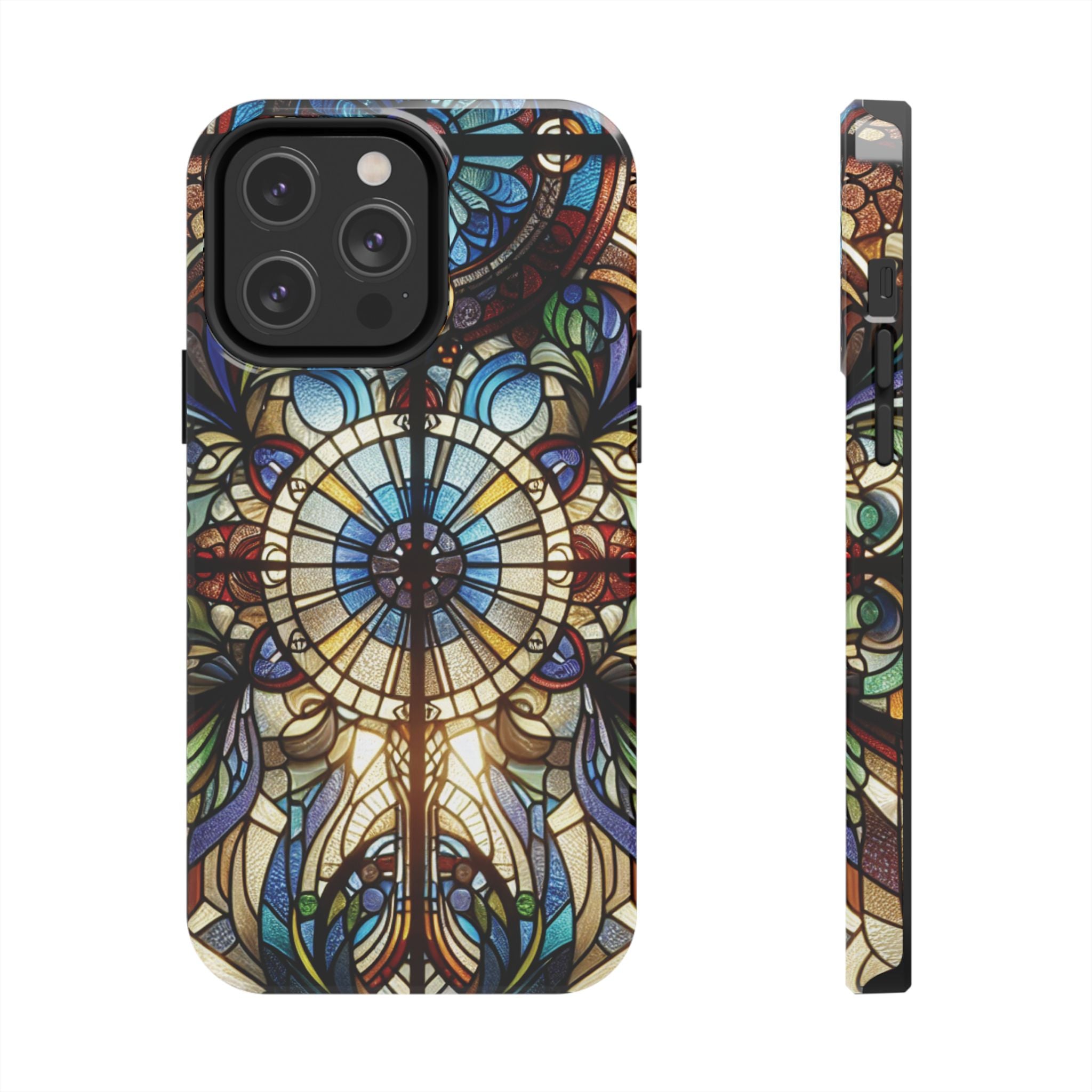 Stained Glass Mandala Tough Phone Case — Floral Vintage Art iPhone Cover