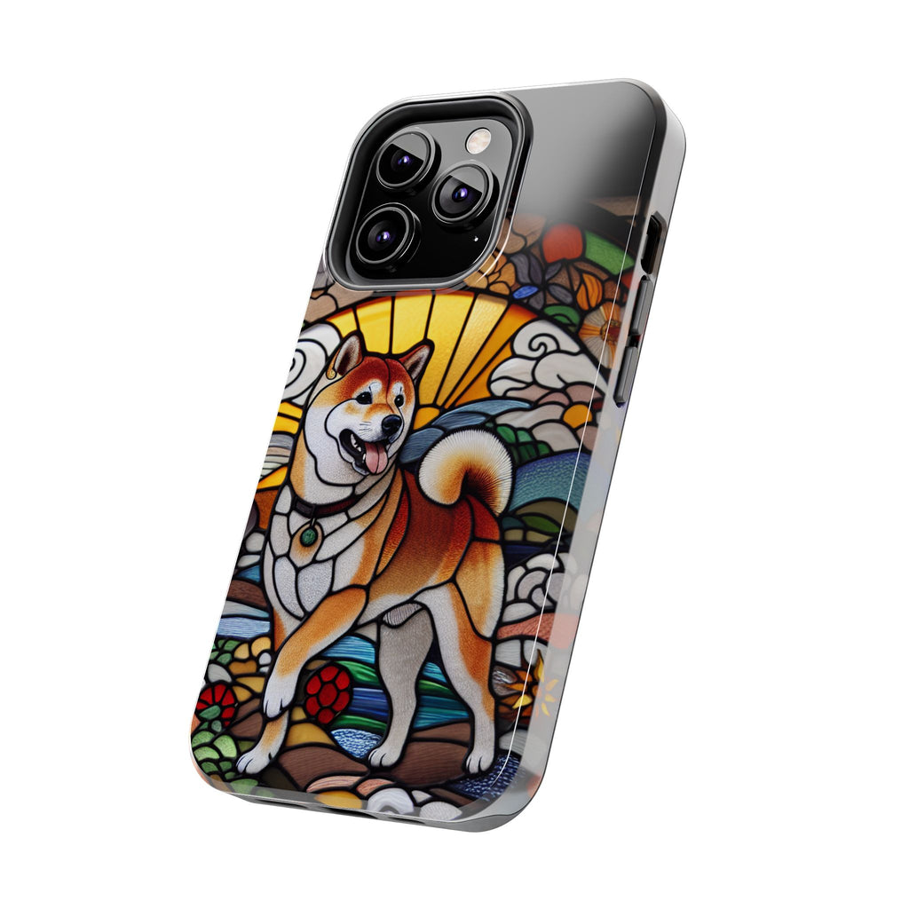 Shiba Inu Stained-Glass Tough Phone Case — Durable Protective Dog Art Cover