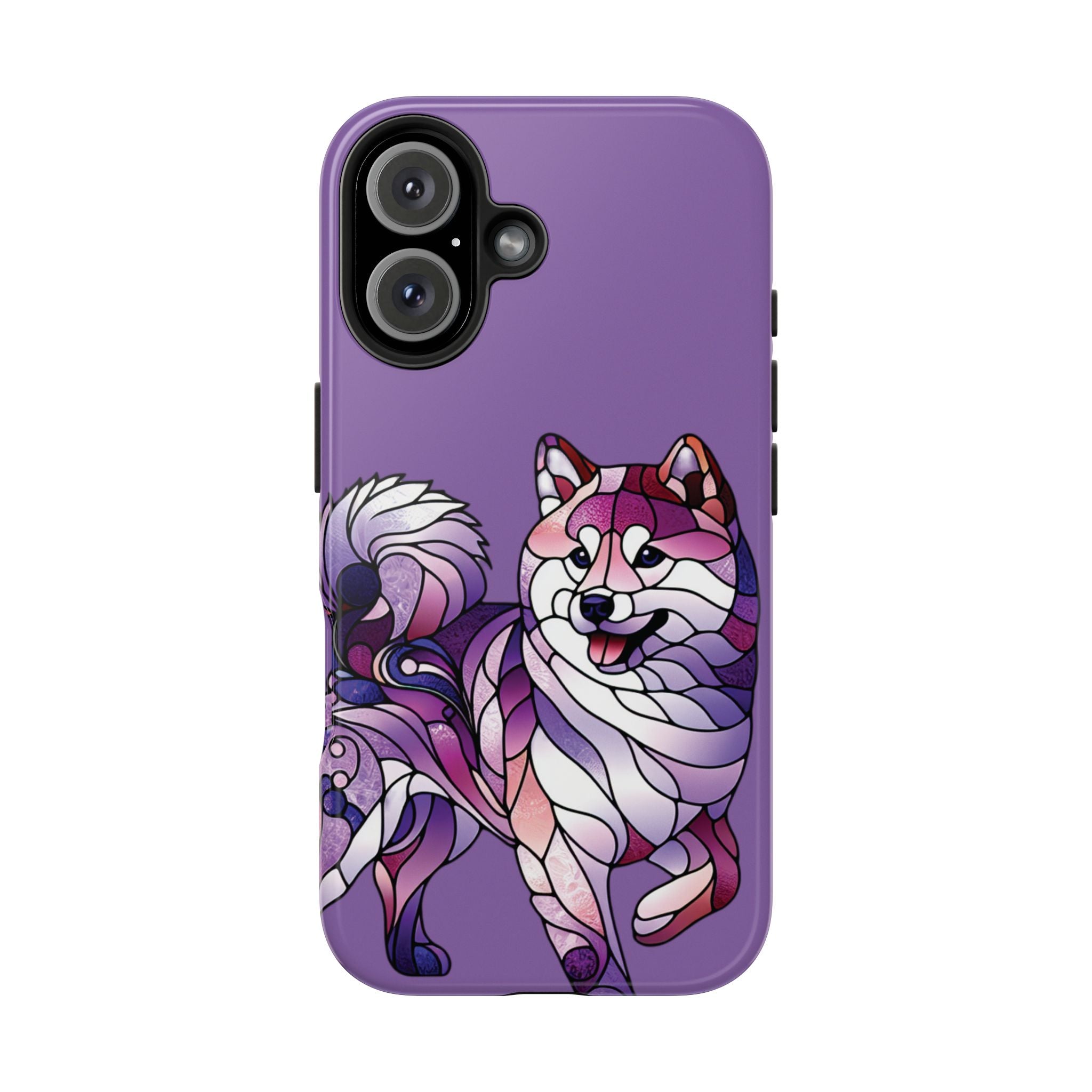 Purple Stained-Glass Shiba Inu Tough Phone Case — Protective Artistic Phone Cover