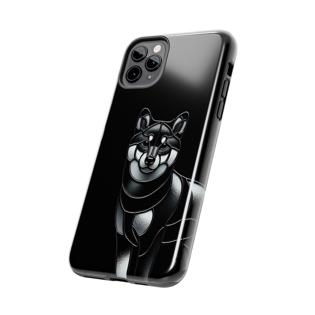 Wolf Silhouette Tough Phone Case — Black Geometric Wolf Protective Cover