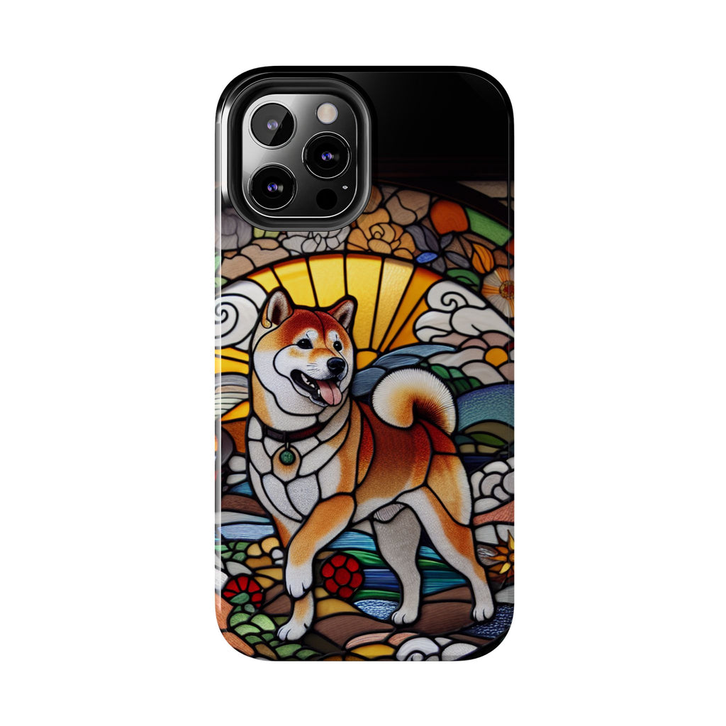 Shiba Inu Stained-Glass Tough Phone Case — Durable Protective Dog Art Cover