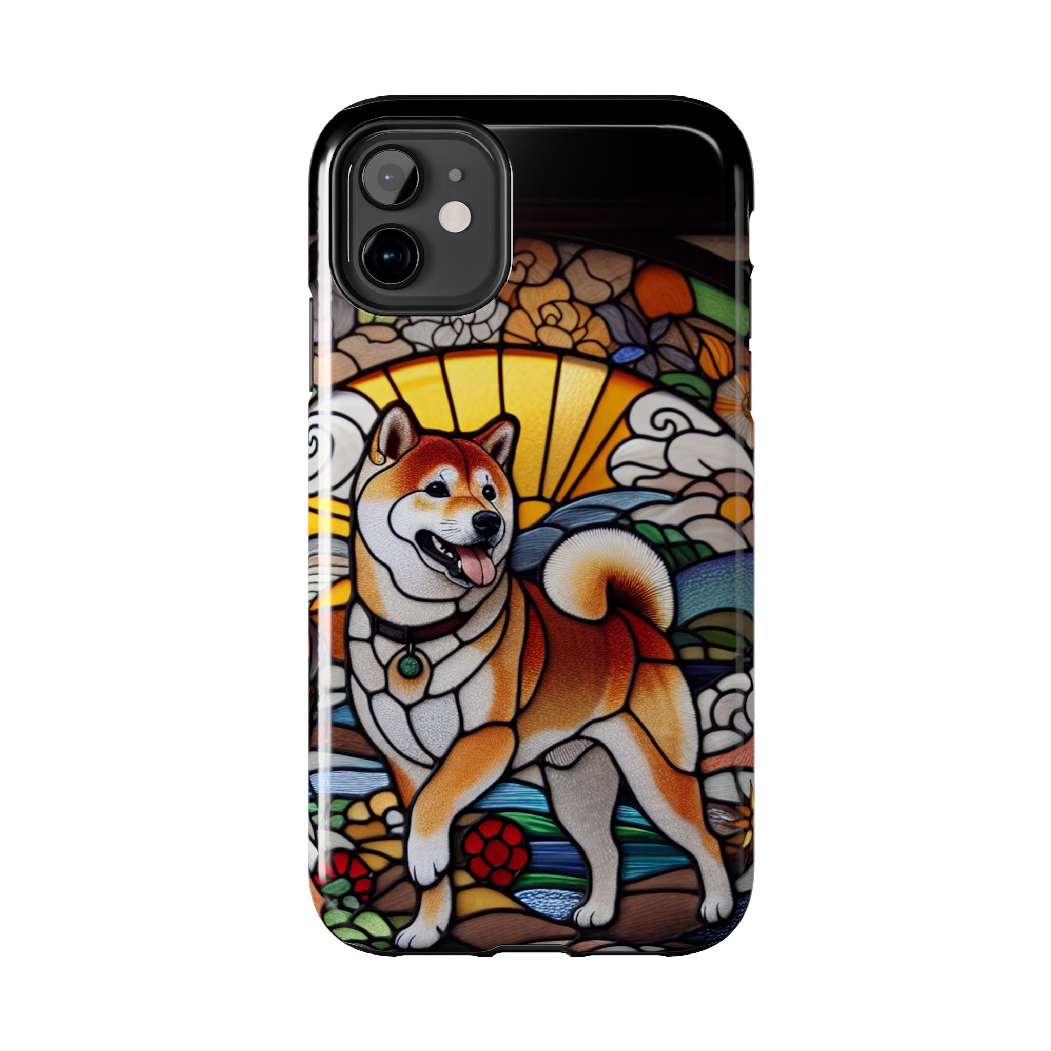 Shiba Inu Stained-Glass Tough Phone Case — Durable Protective Dog Art Cover