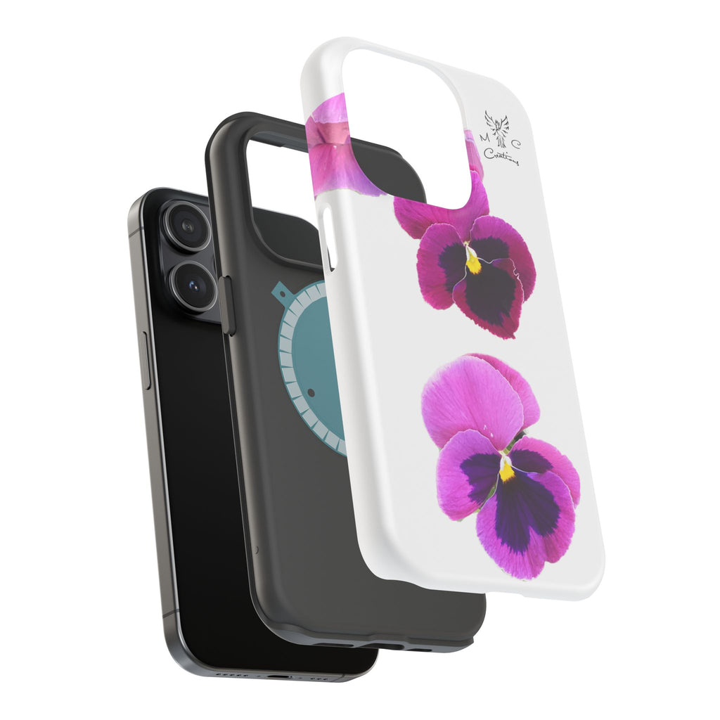 Pansy Blossom Magnetic Phone Case — Impact‑Resistant Floral iPhone Cover