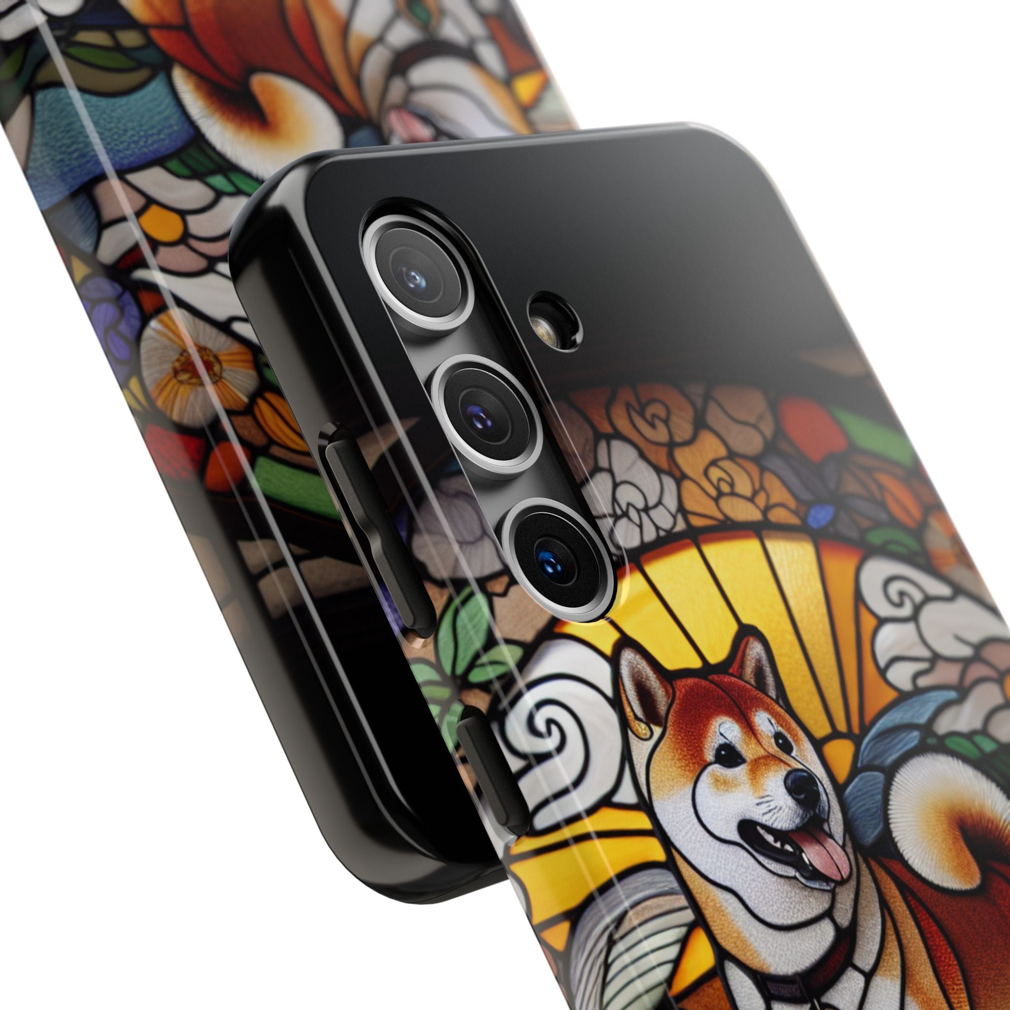 Shiba Inu Stained-Glass Tough Phone Case — Durable Protective Dog Art Cover