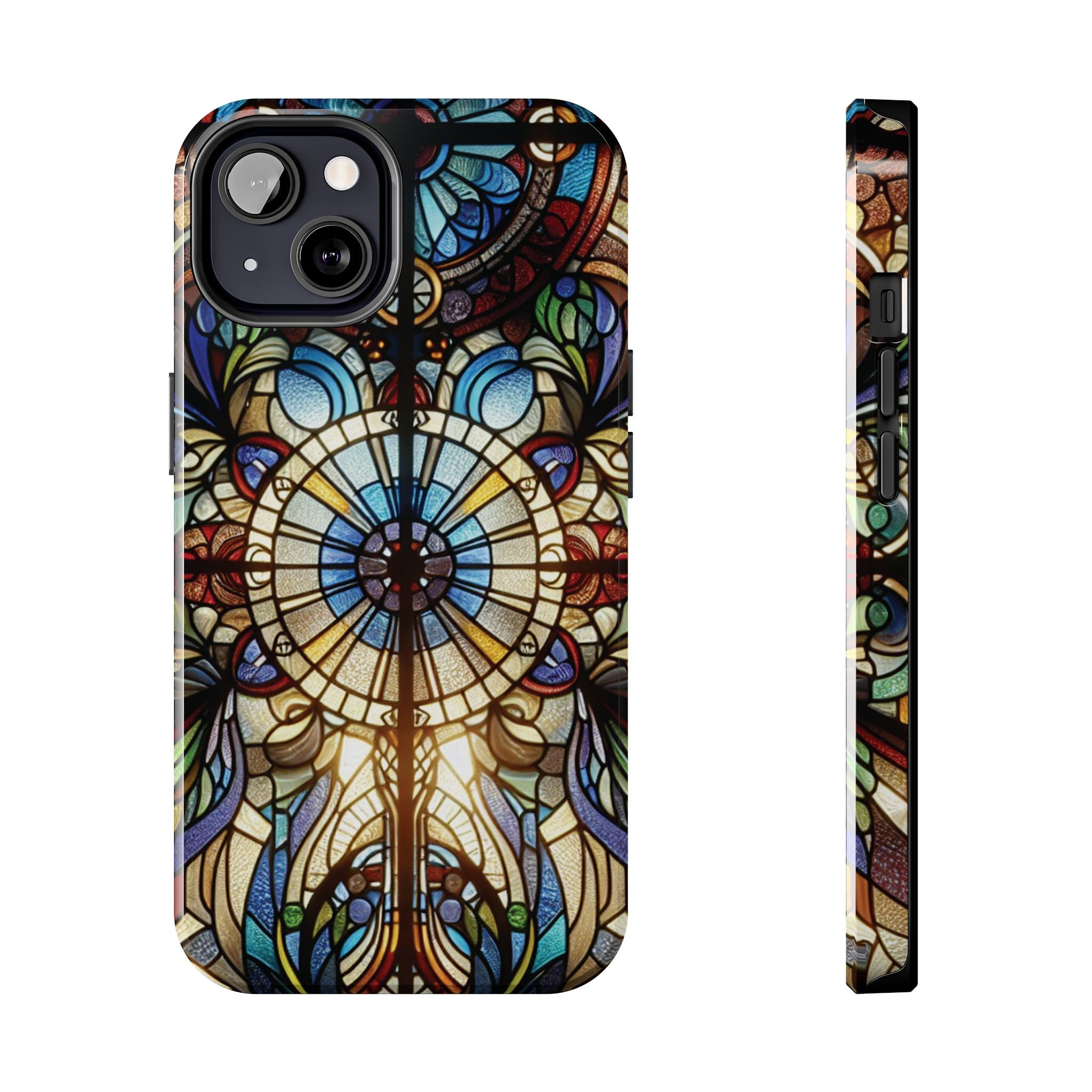 Stained Glass Mandala Tough Phone Case — Floral Vintage Art iPhone Cover