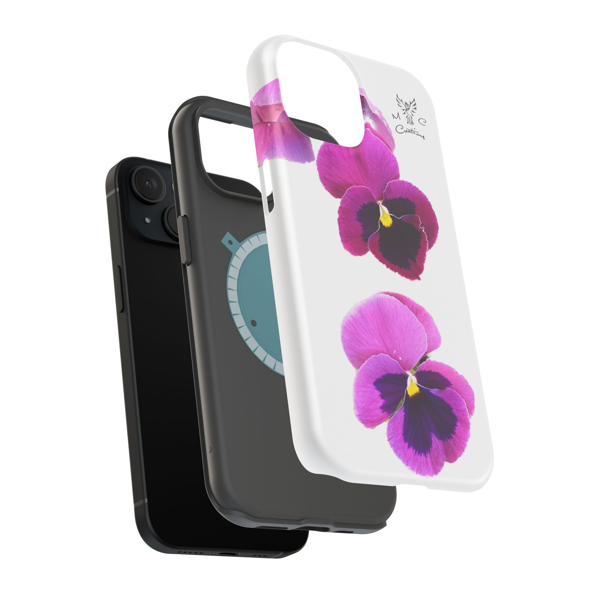 Pansy Blossom Magnetic Phone Case — Impact‑Resistant Floral iPhone Cover