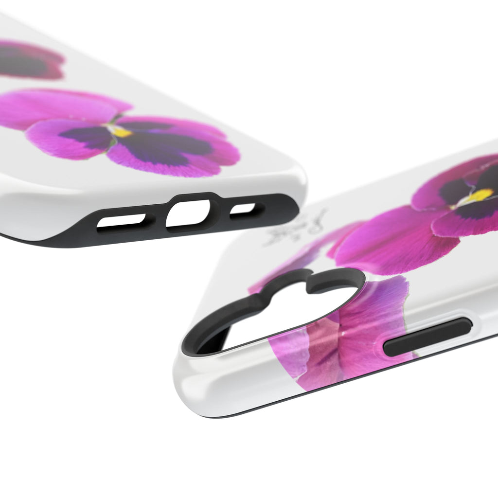 Pansy Blossom Magnetic Phone Case — Impact‑Resistant Floral iPhone Cover