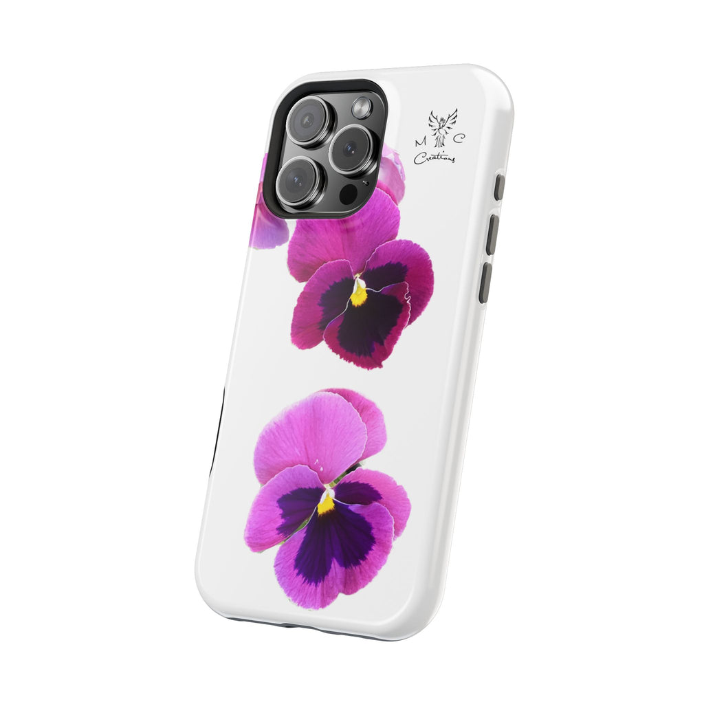 Pansy Blossom Magnetic Phone Case — Impact‑Resistant Floral iPhone Cover