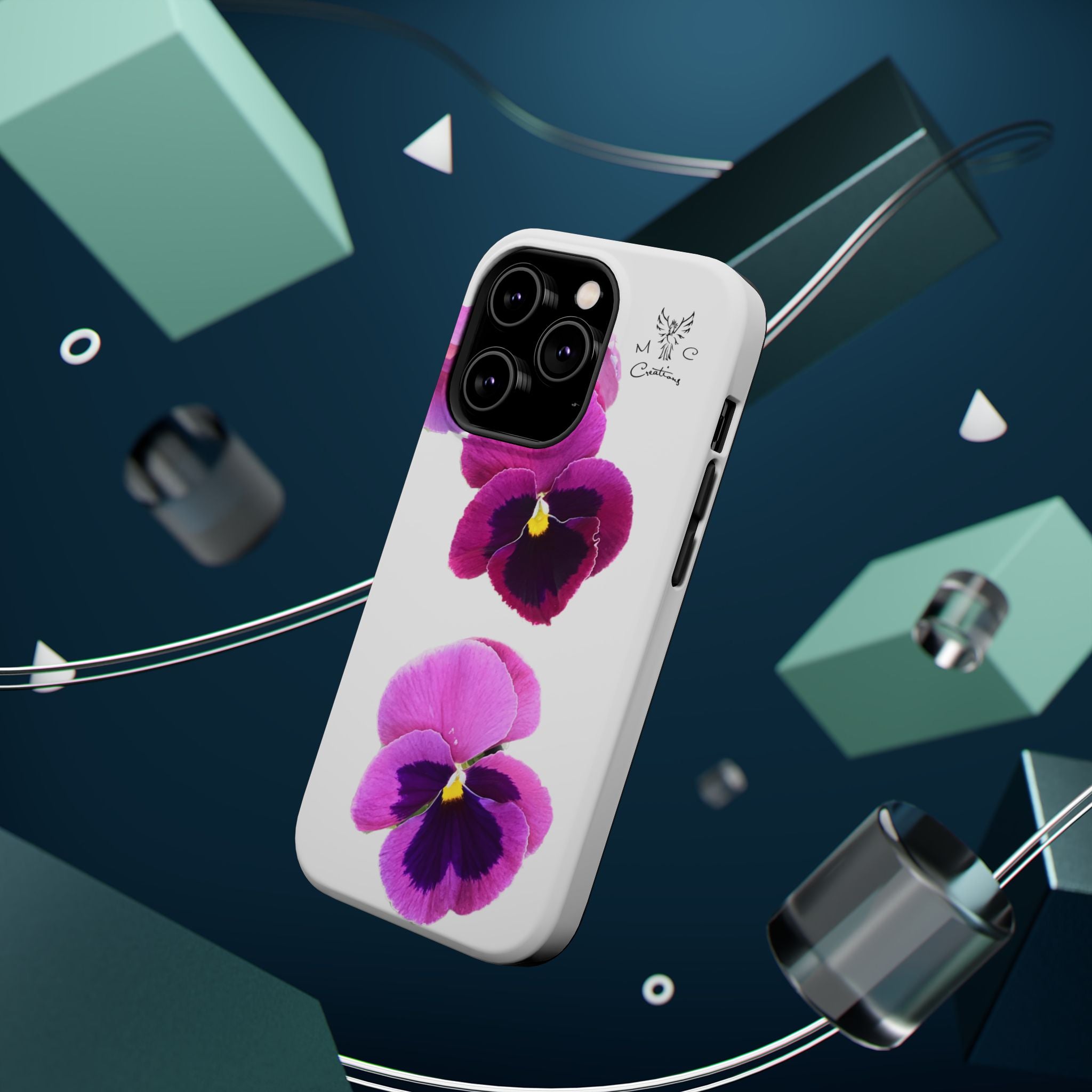 Pansy Blossom Magnetic Phone Case — Impact‑Resistant Floral iPhone Cover