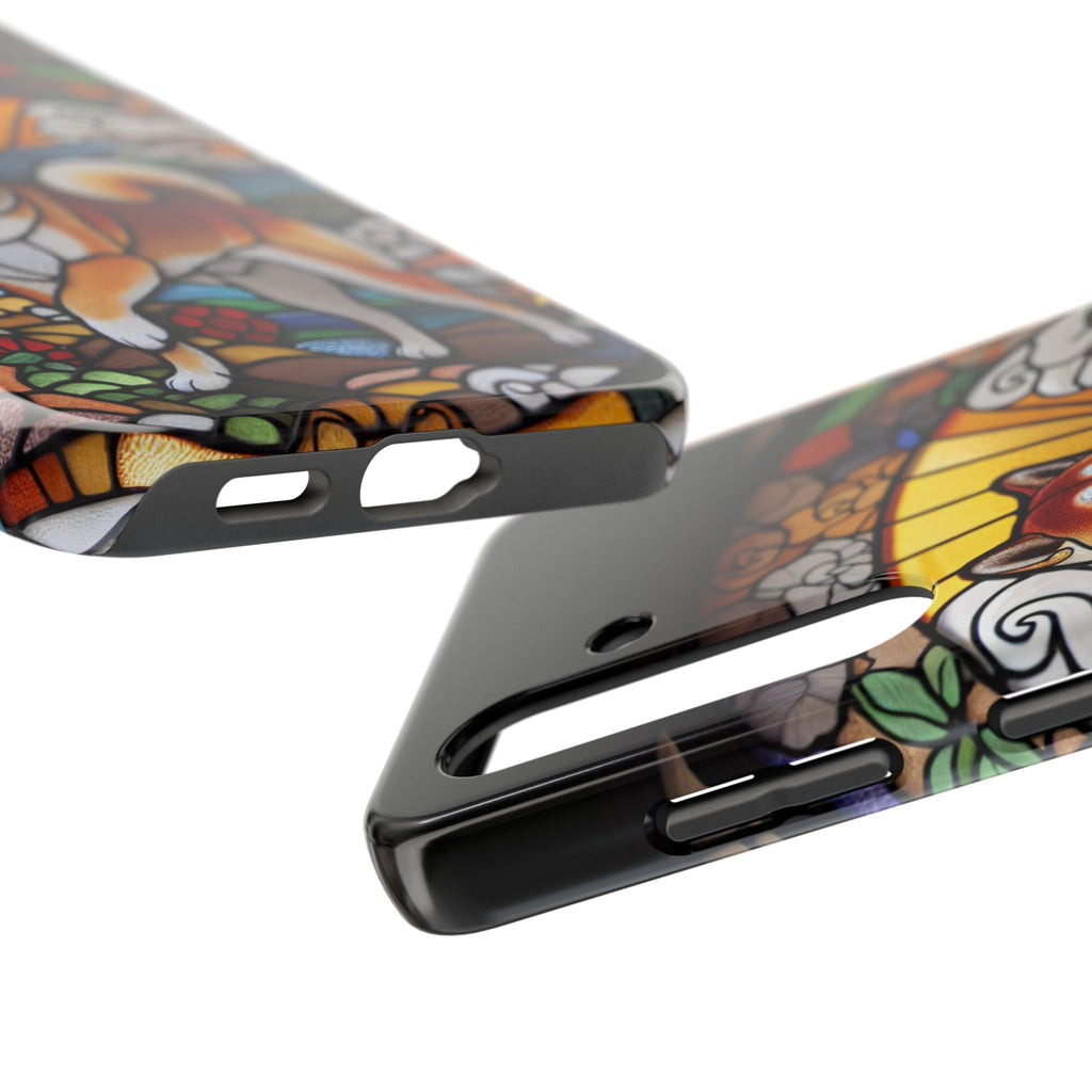 Shiba Inu Stained-Glass Tough Phone Case — Durable Protective Dog Art Cover
