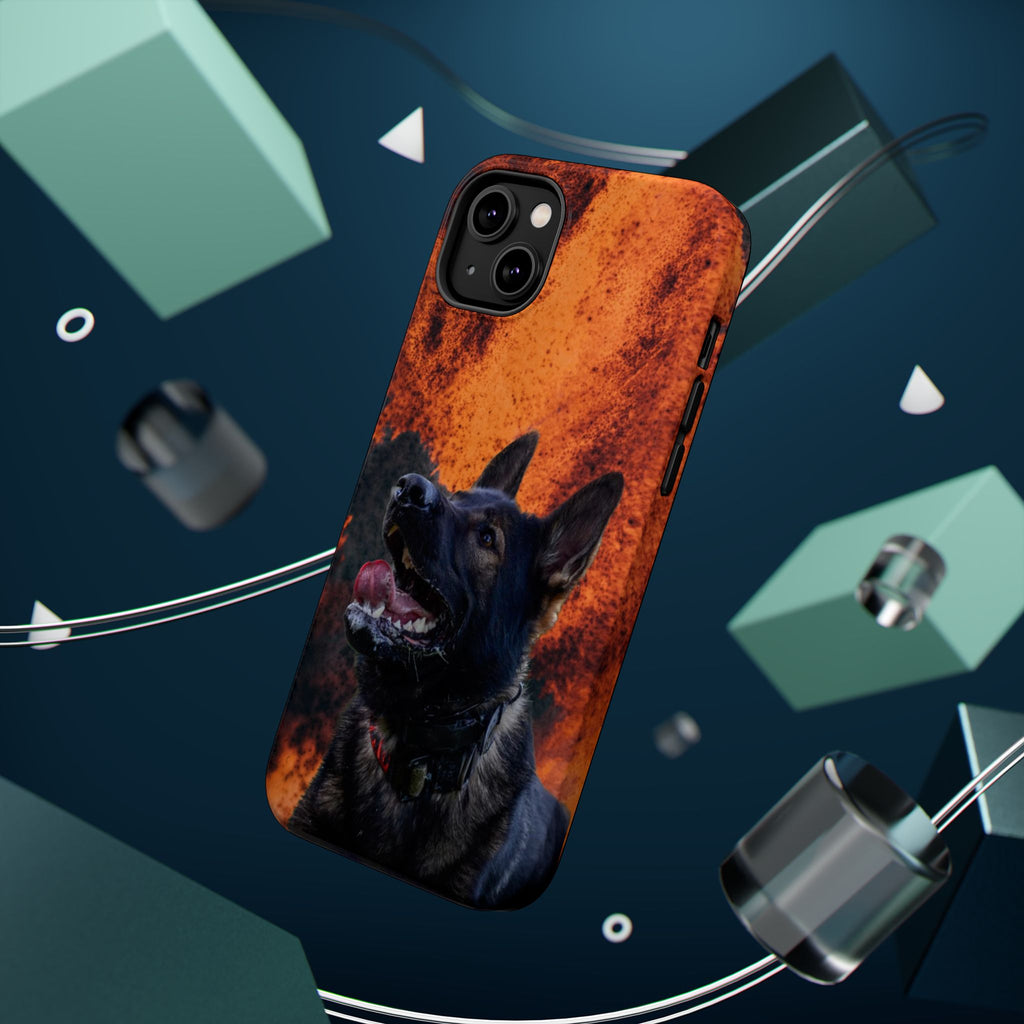 German Shepherd Phone Case — Flame Background Magnetic Impact-Resistant