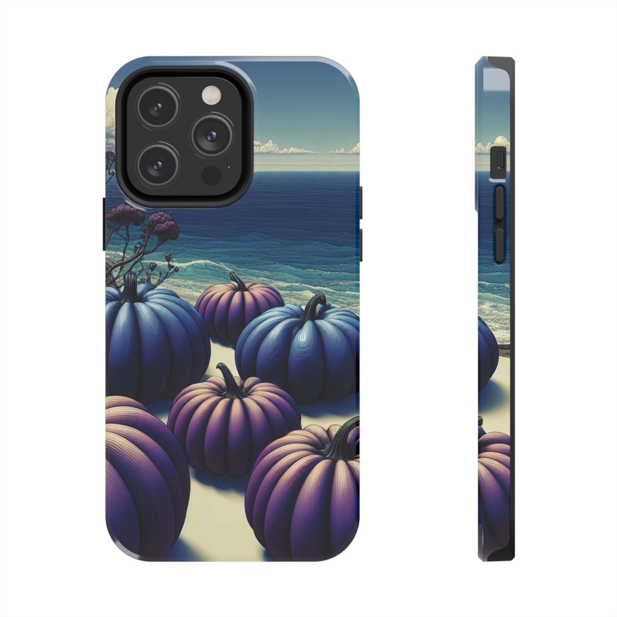 Blue Pumpkin Beach Tough Phone Case — Coastal Halloween Fall iPhone Cover