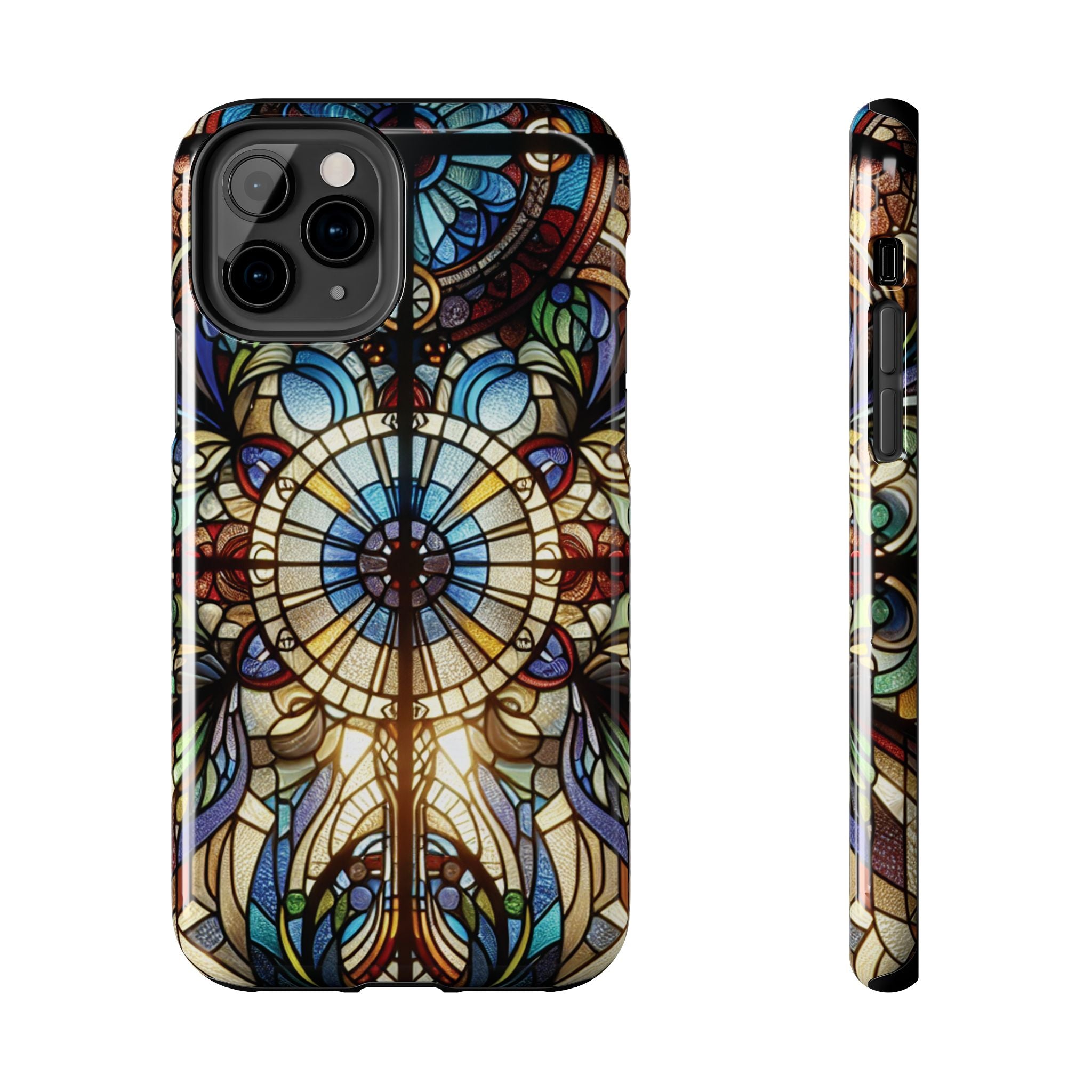 Stained Glass Mandala Tough Phone Case — Floral Vintage Art iPhone Cover