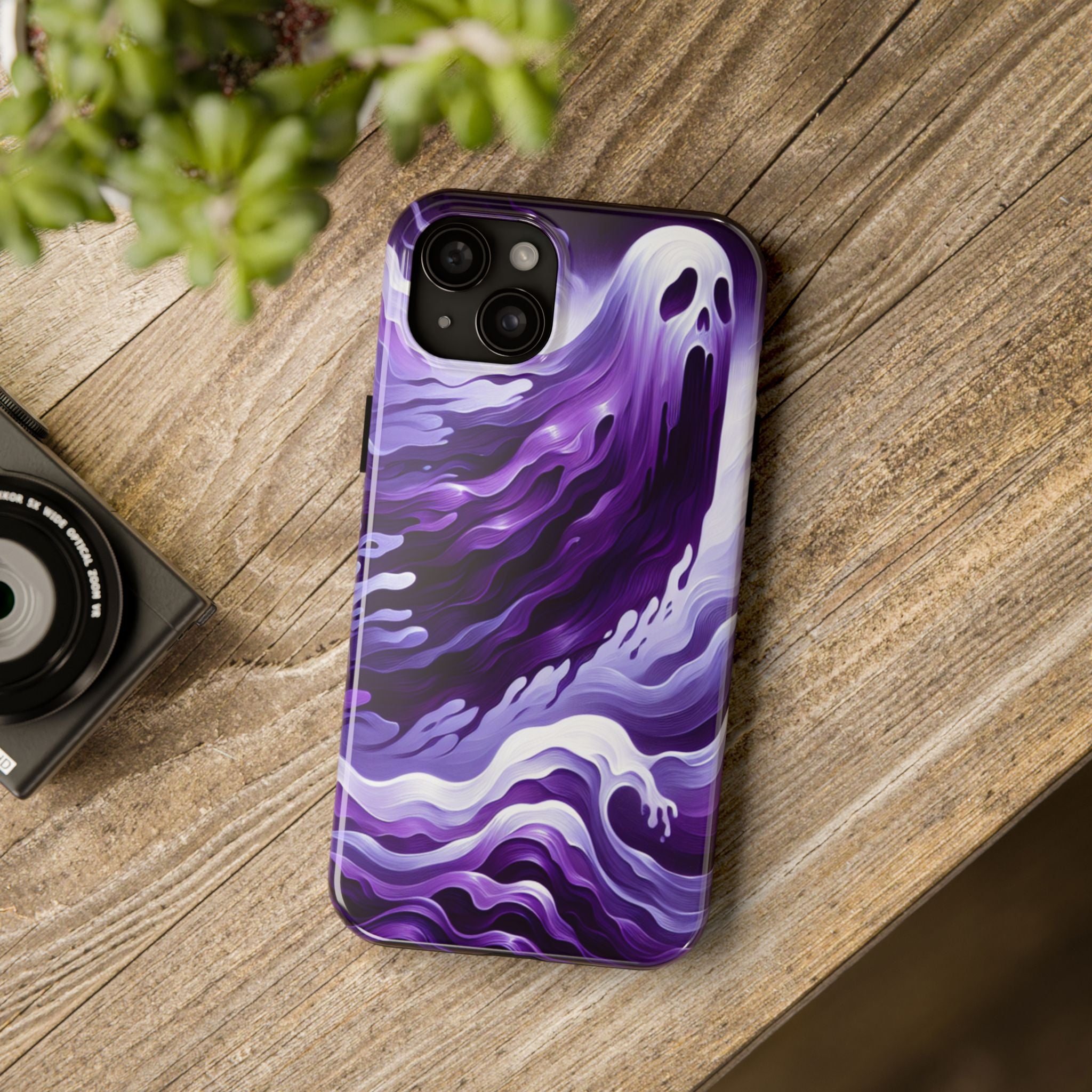 Purple wavey ghosts! - Tough Phone Cases