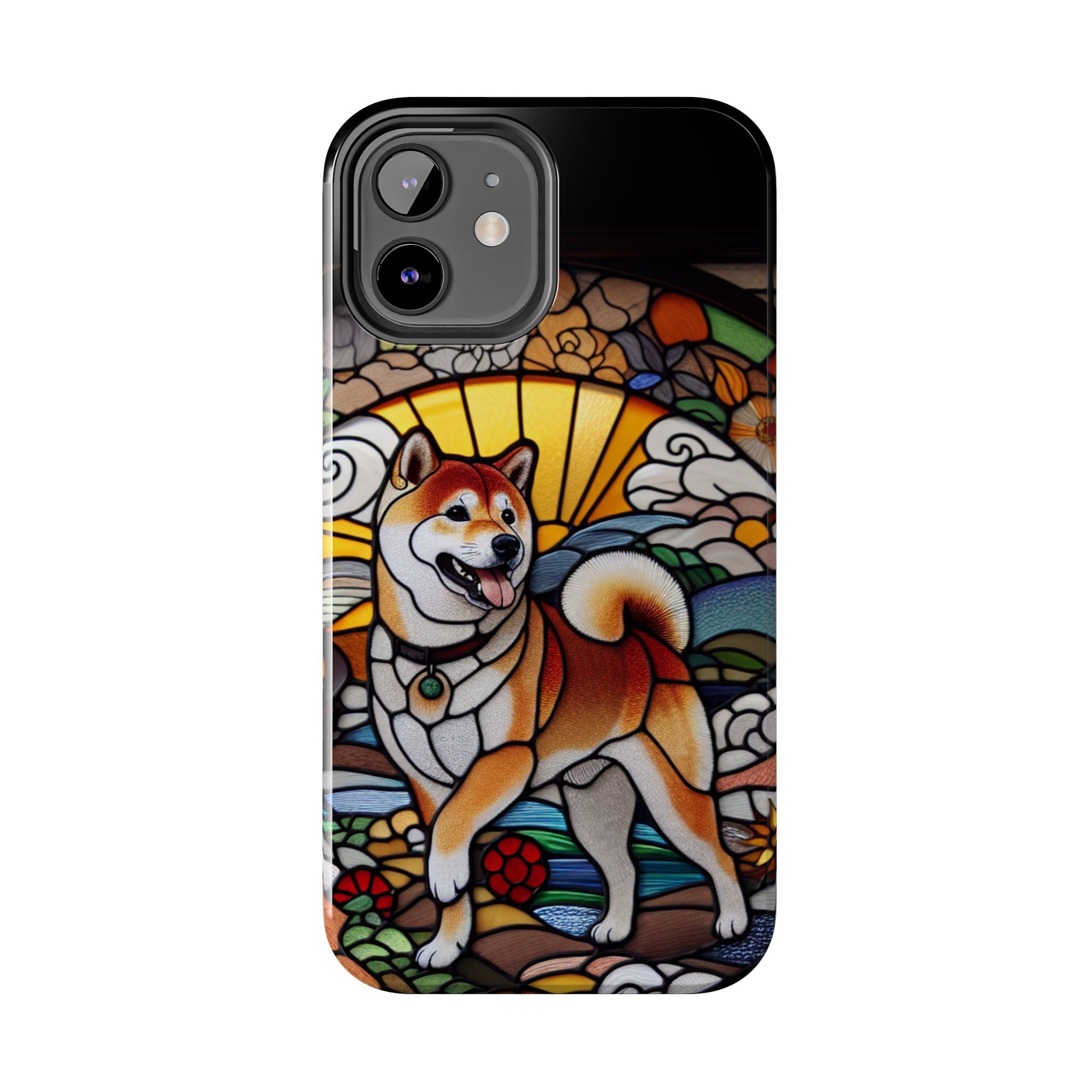 Shiba Inu Stained-Glass Tough Phone Case — Durable Protective Dog Art Cover